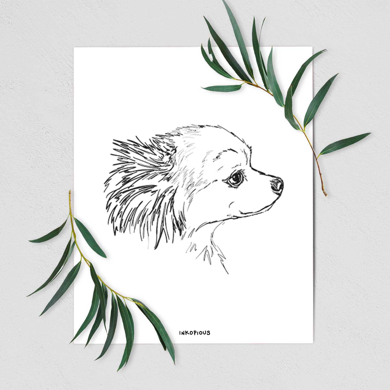 Doodled Charles the Pomchi Art Print