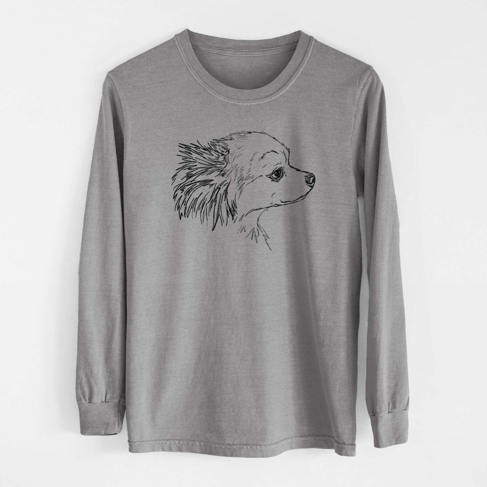 Doodled Charles the Pomchi - Heavyweight 100% Cotton Long Sleeve