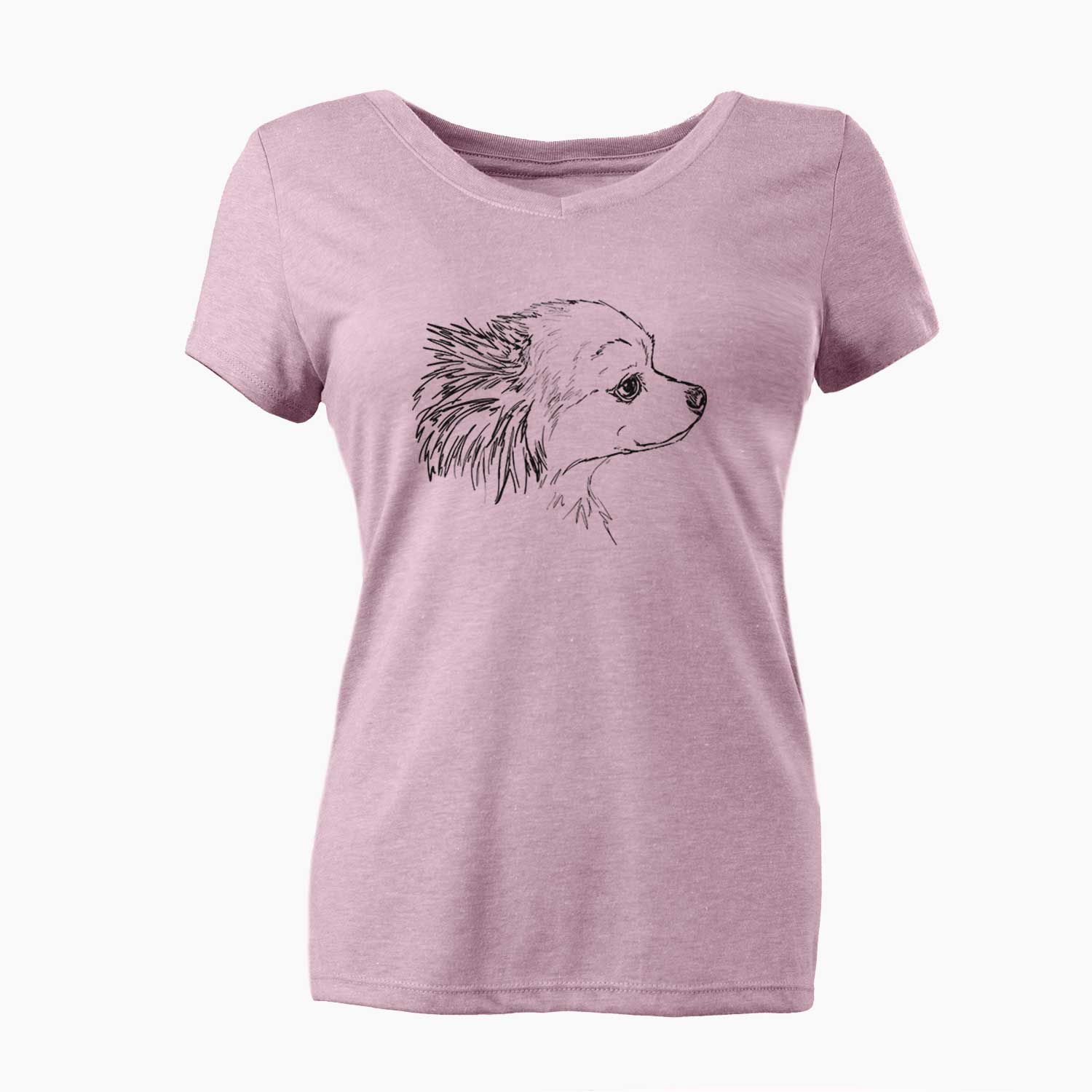 Doodled Charles the Pomchi - Women's V-neck Shirt