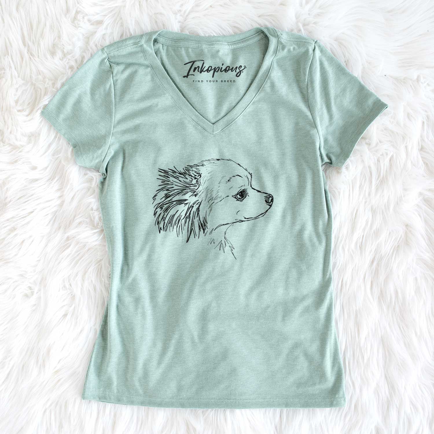 Doodled Charles the Pomchi - Women's V-neck Shirt