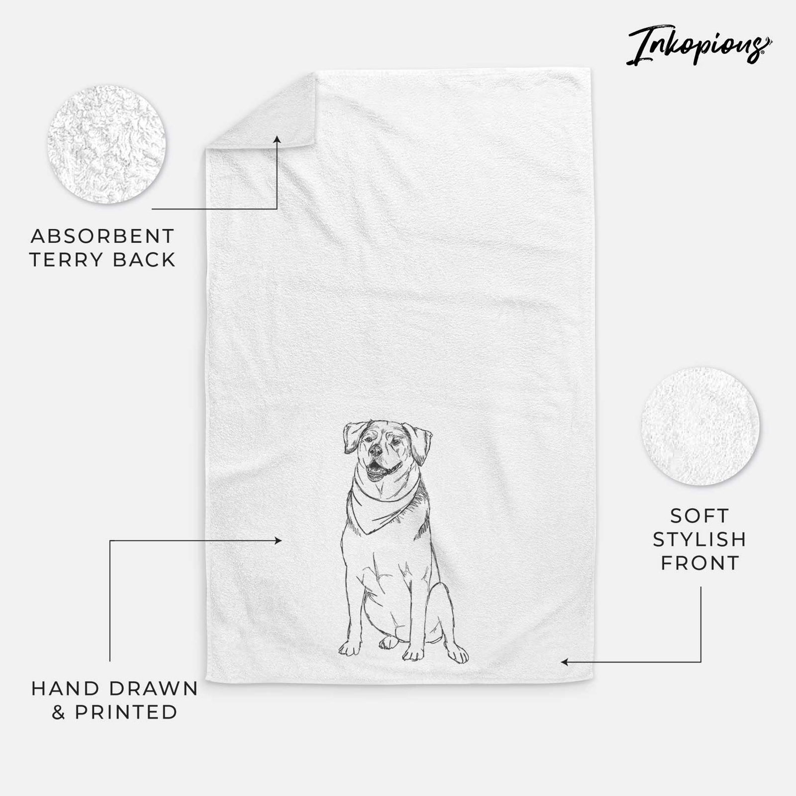 Doodled Charlie the Mixed Breed Decorative Hand Towel