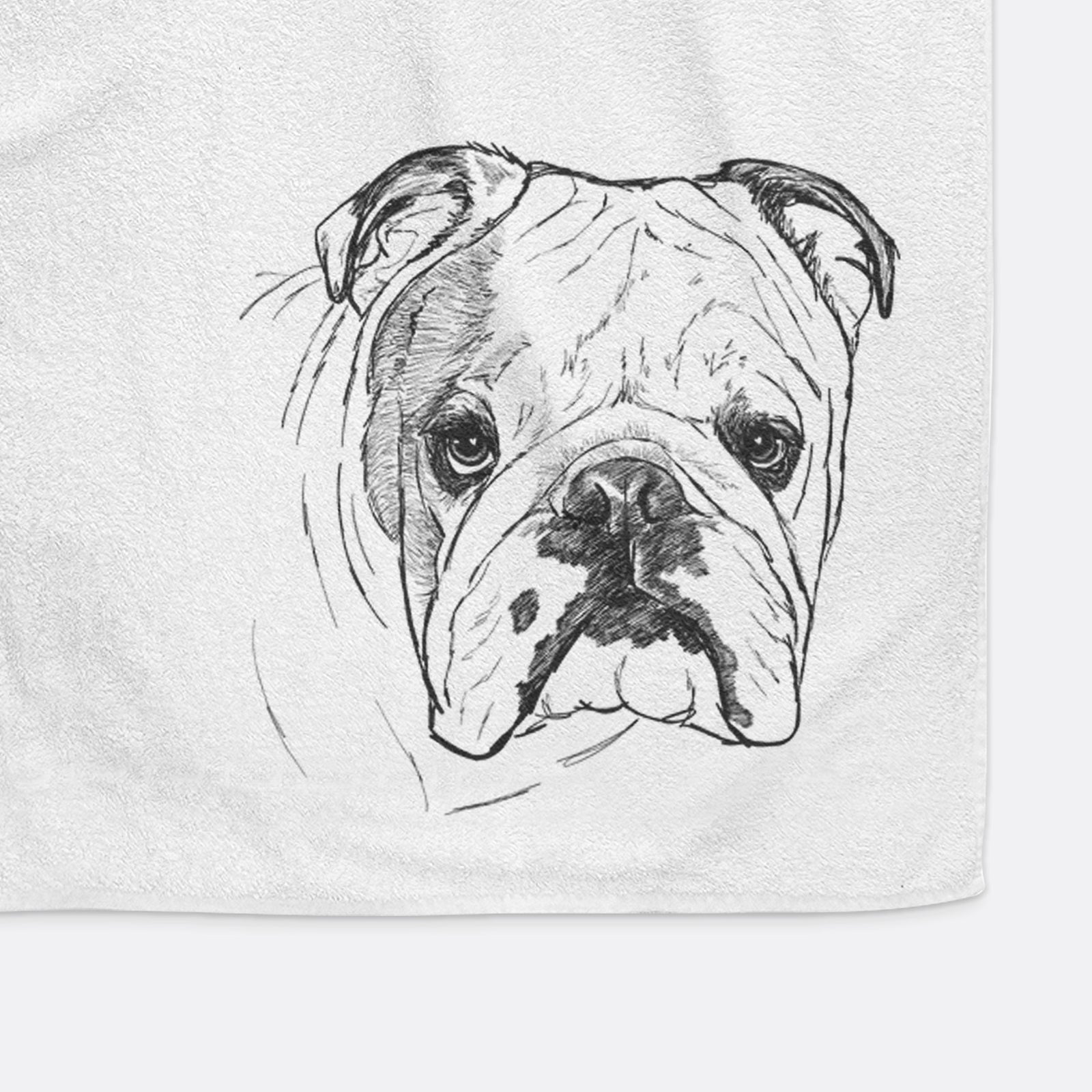Doodled Chesty the English Bulldog Decorative Hand Towel