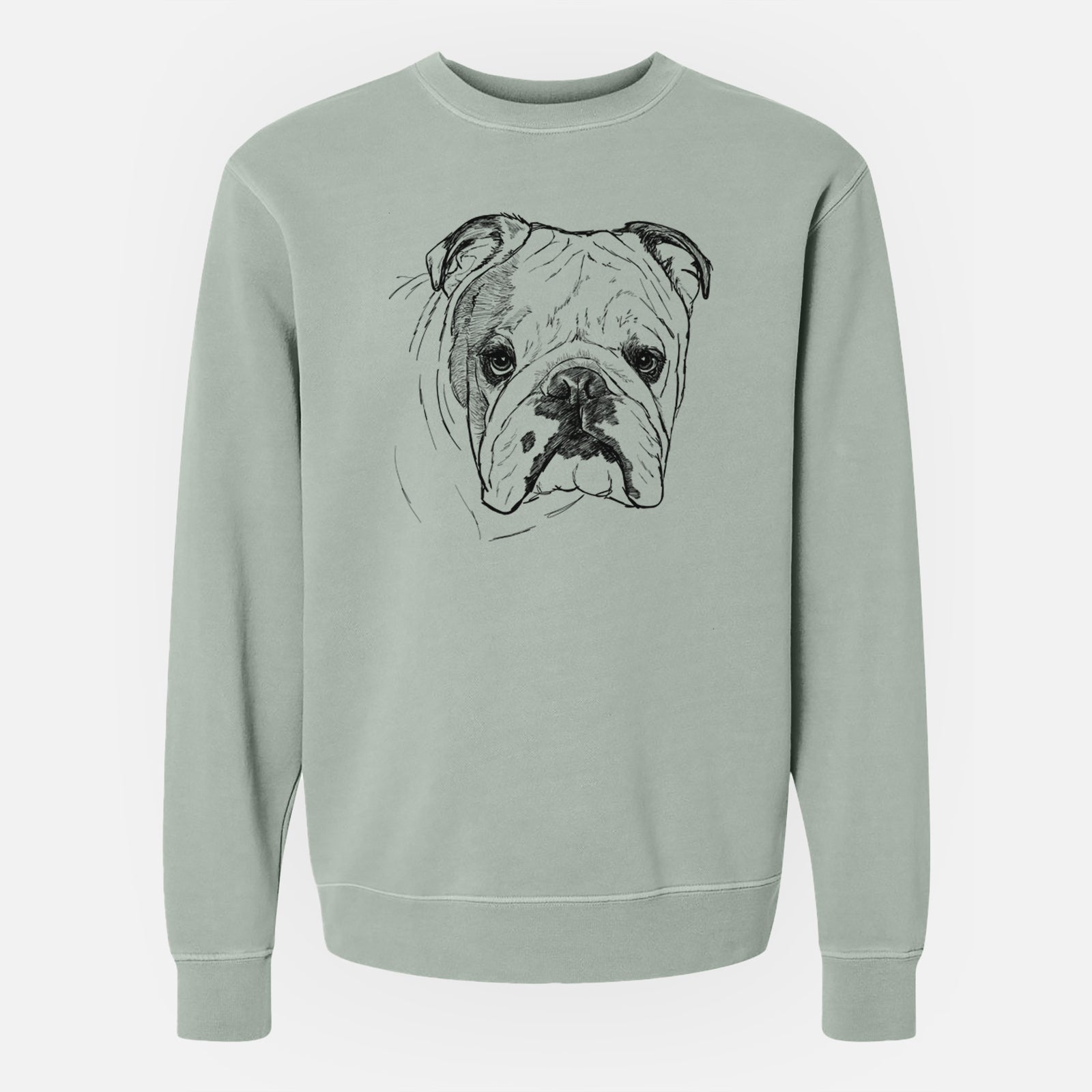 Doodled Chesty the English Bulldog - Unisex Pigment Dyed Crew Sweatshirt