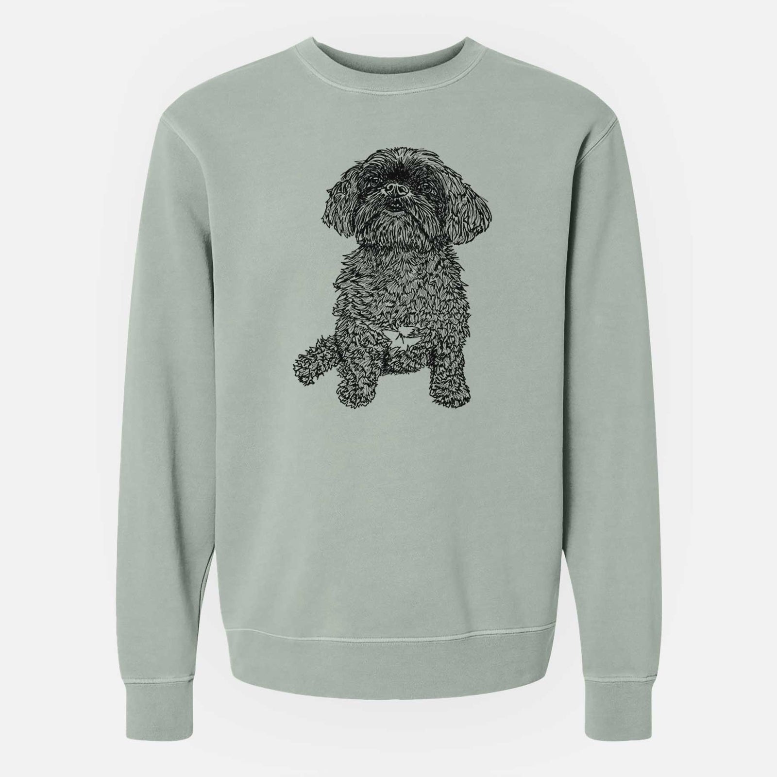 Doodled Chewie the Peekapoo - Unisex Pigment Dyed Crew Sweatshirt