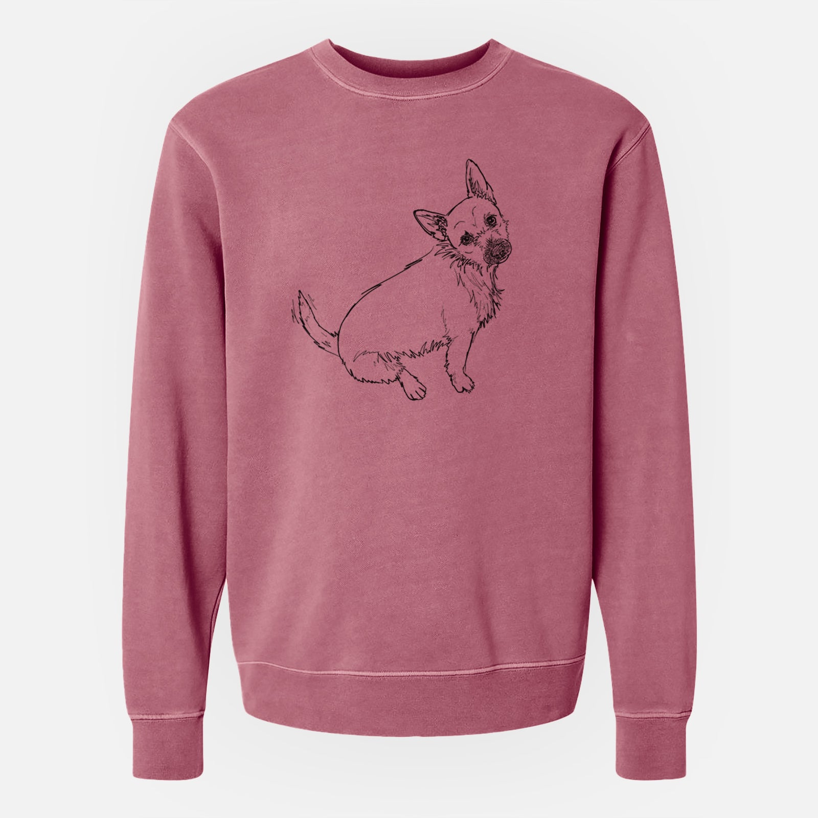 Doodled Chewy the Super Mutt - Unisex Pigment Dyed Crew Sweatshirt