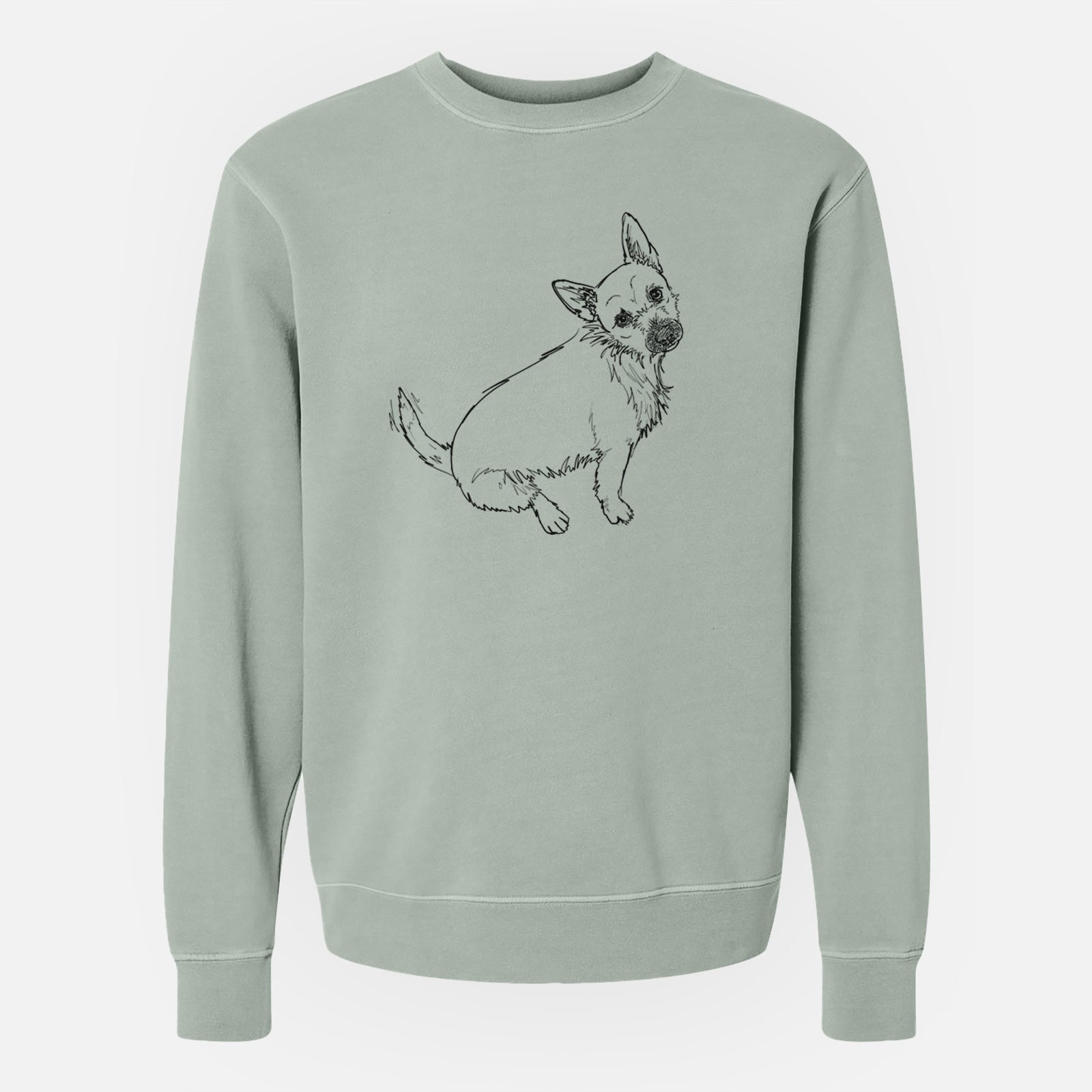 Doodled Chewy the Super Mutt - Unisex Pigment Dyed Crew Sweatshirt