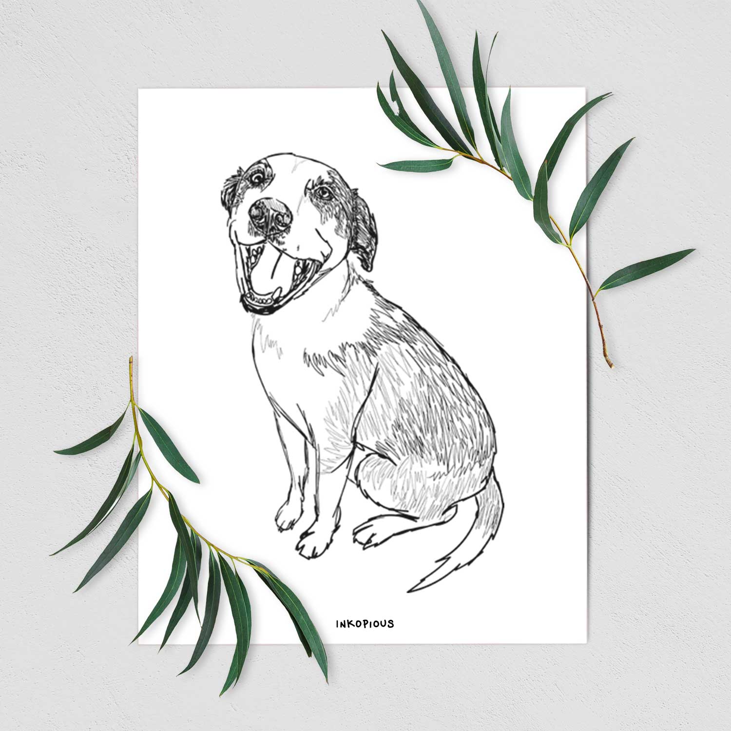 Doodled Clyde the Hound Mix Art Print