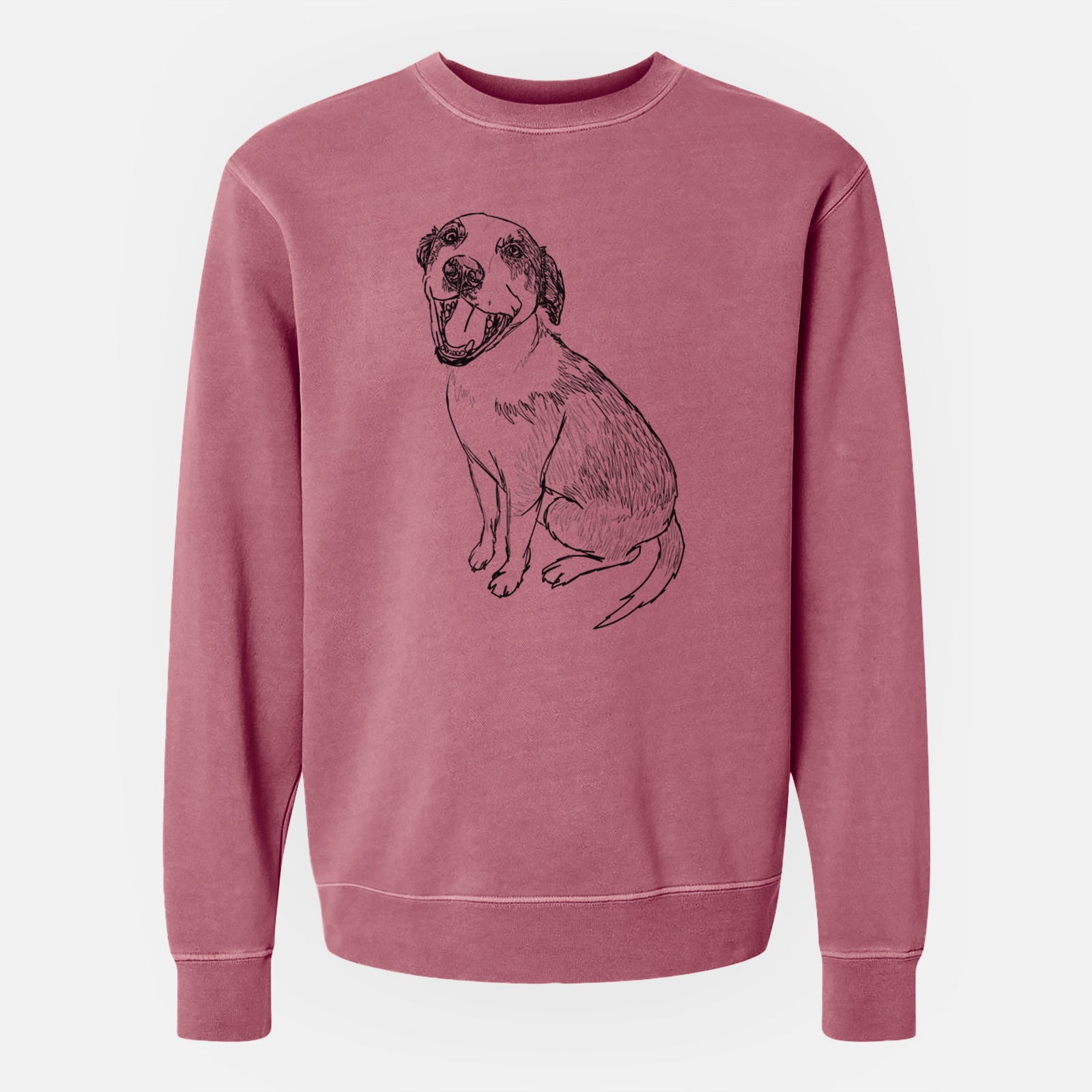 Doodled Clyde the Hound Mix - Unisex Pigment Dyed Crew Sweatshirt