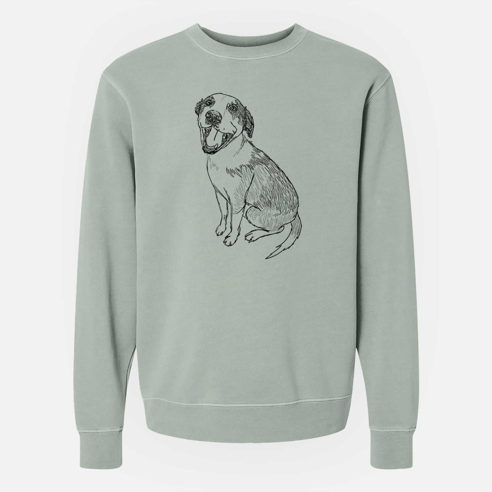 Doodled Clyde the Hound Mix - Unisex Pigment Dyed Crew Sweatshirt