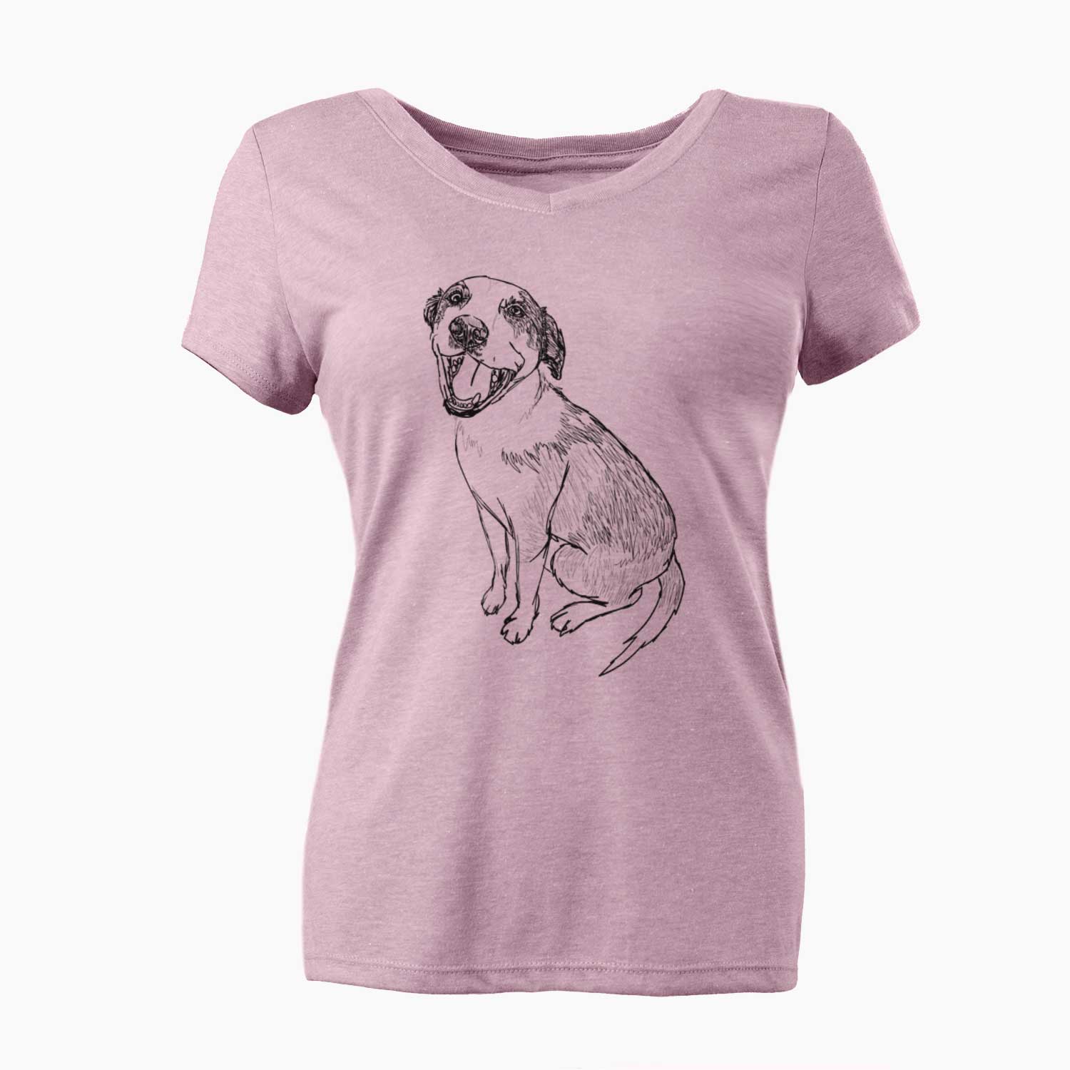 Doodled Clyde the Hound Mix - Women's V-neck Shirt
