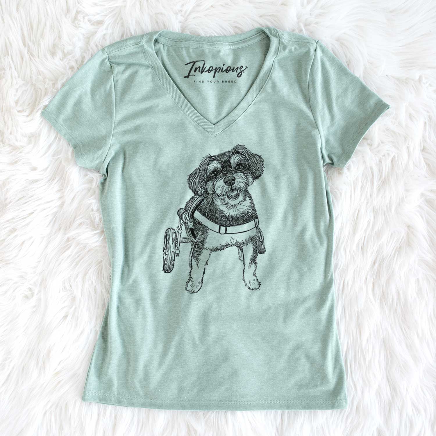 Doodled Cobb the Havapoo - Women's V-neck Shirt