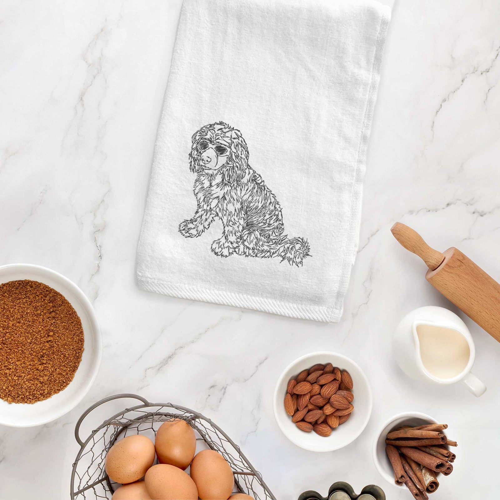Doodled Coco the Cocker Spaniel Decorative Hand Towel