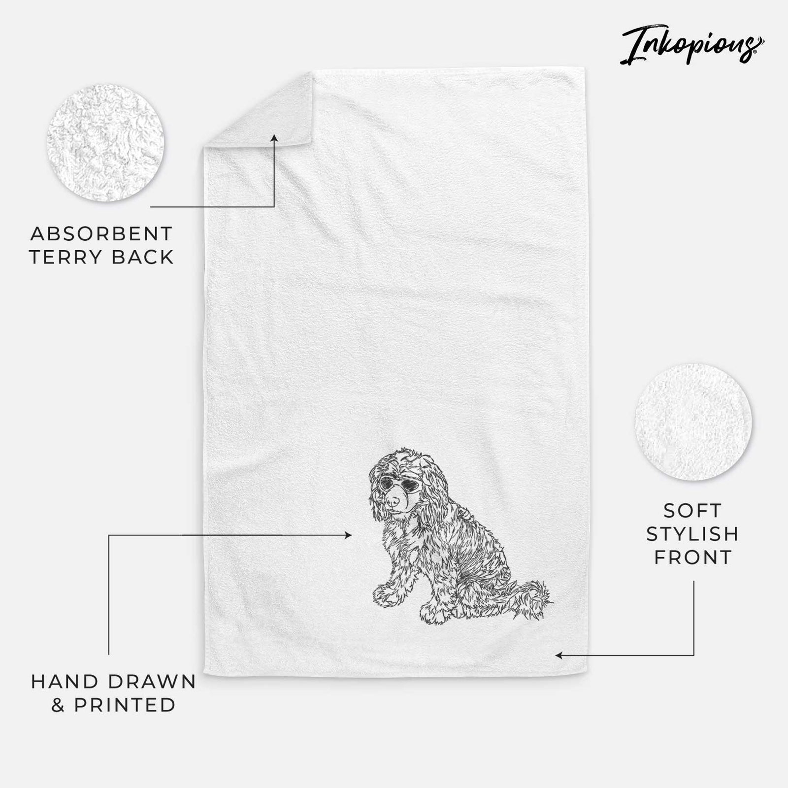Doodled Coco the Cocker Spaniel Decorative Hand Towel