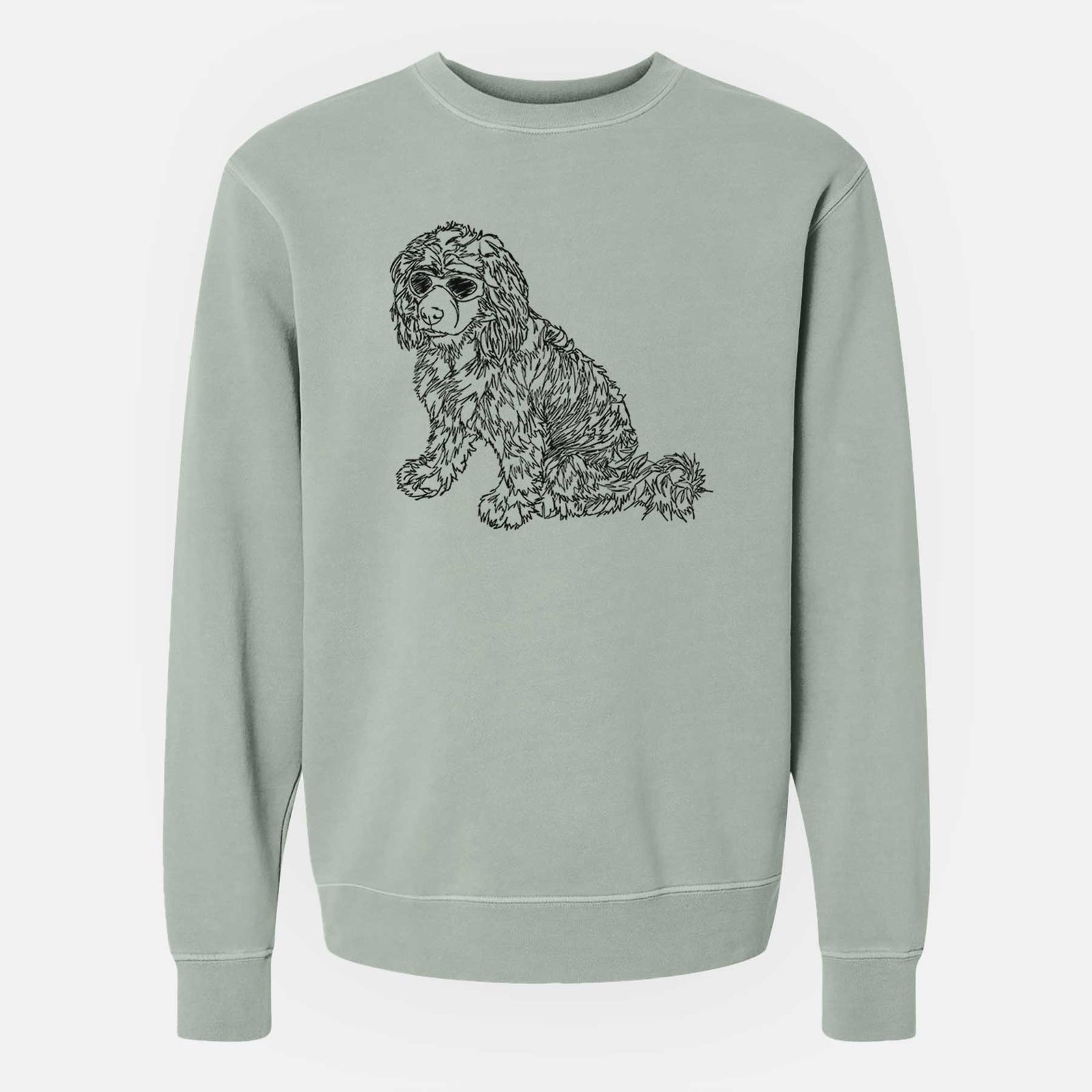 Doodled Coco the Cocker Spaniel - Unisex Pigment Dyed Crew Sweatshirt