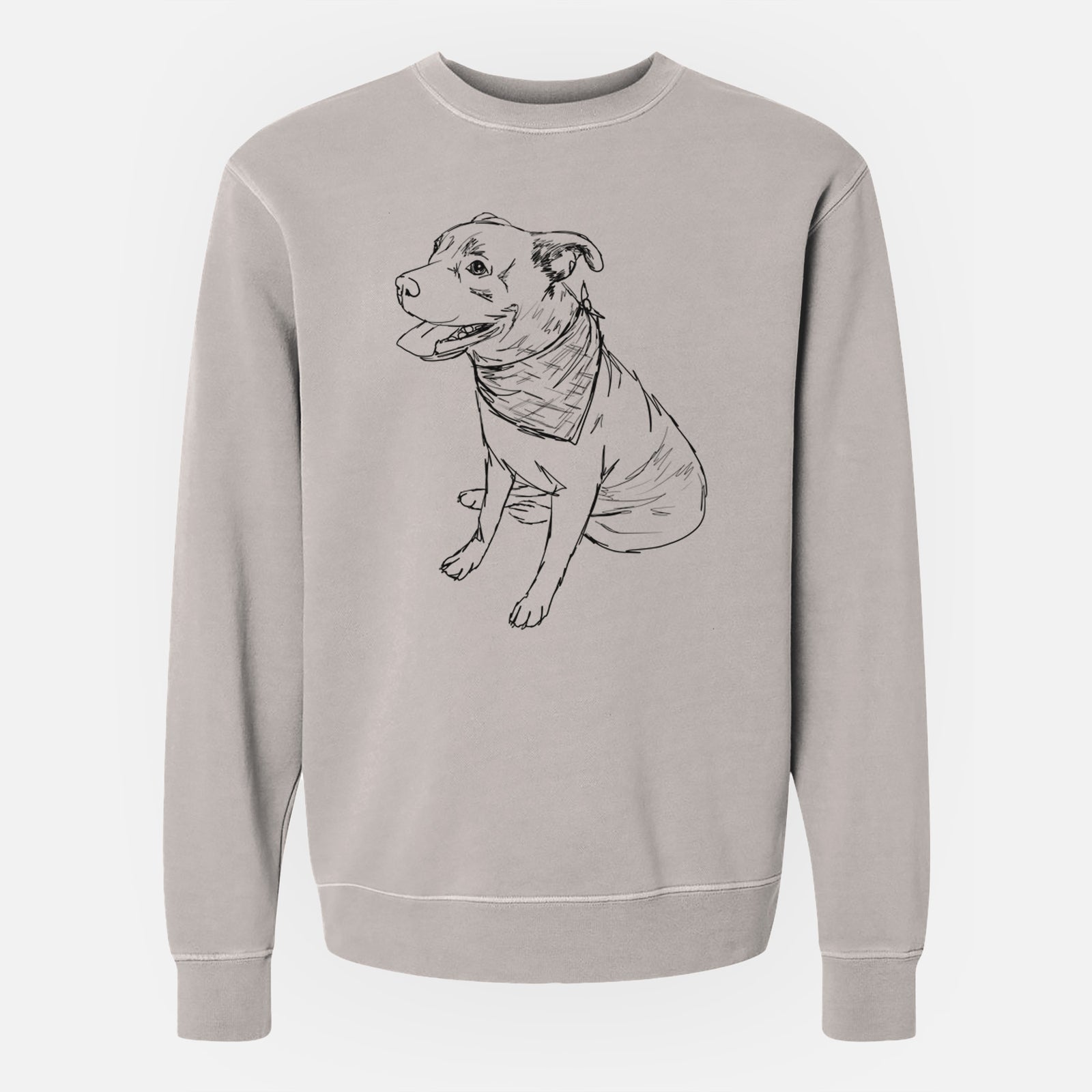 Doodled Comet the Pitbull Mix - Unisex Pigment Dyed Crew Sweatshirt