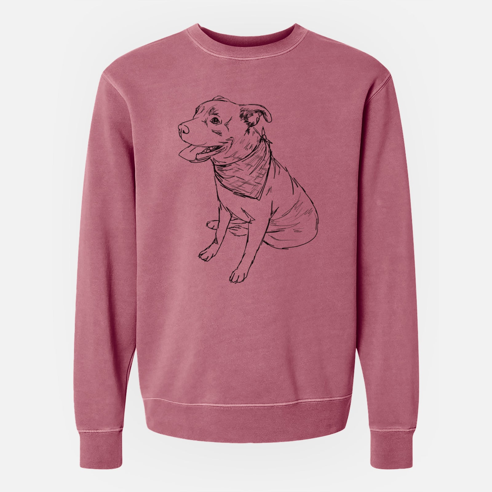 Doodled Comet the Pitbull Mix - Unisex Pigment Dyed Crew Sweatshirt
