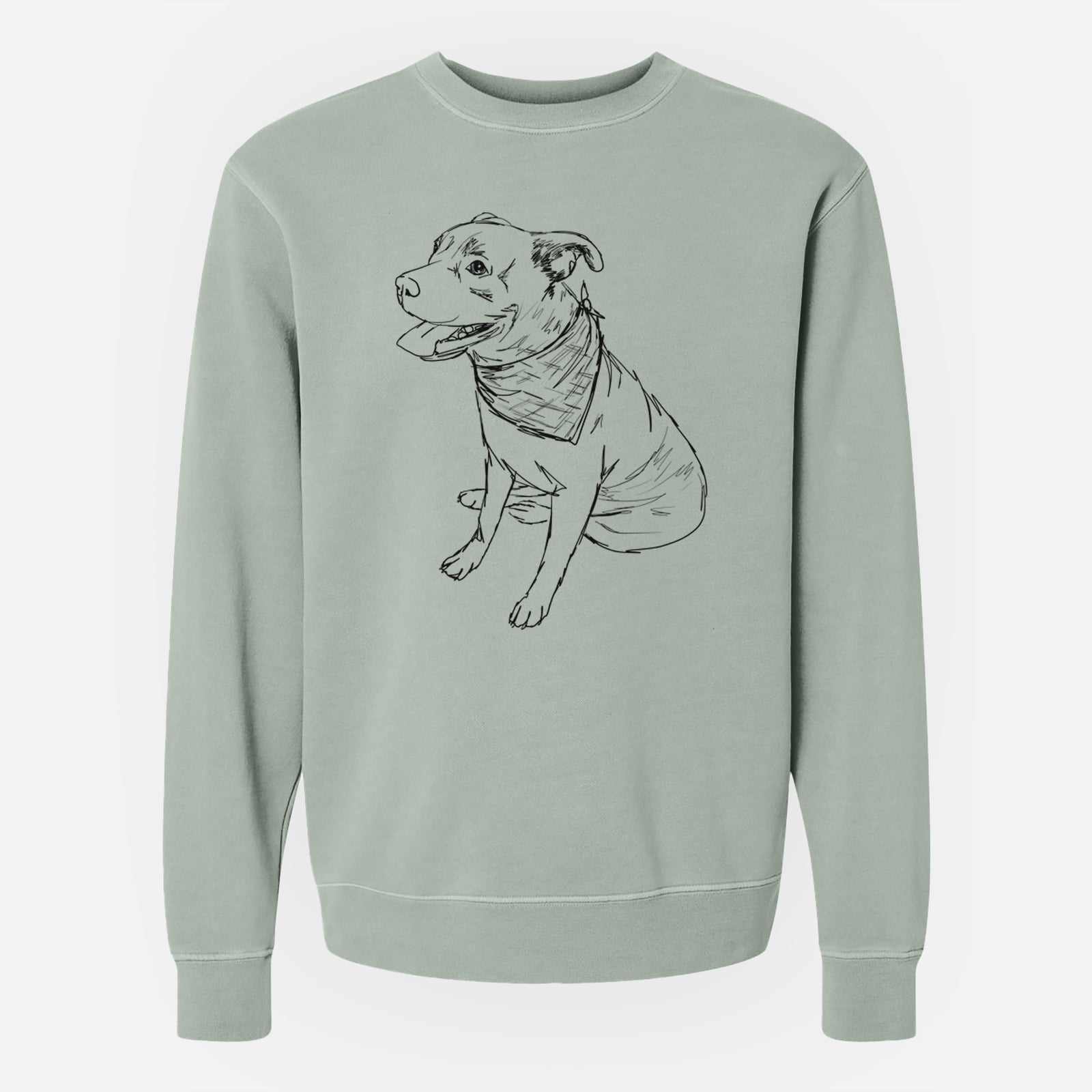 Doodled Comet the Pitbull Mix - Unisex Pigment Dyed Crew Sweatshirt
