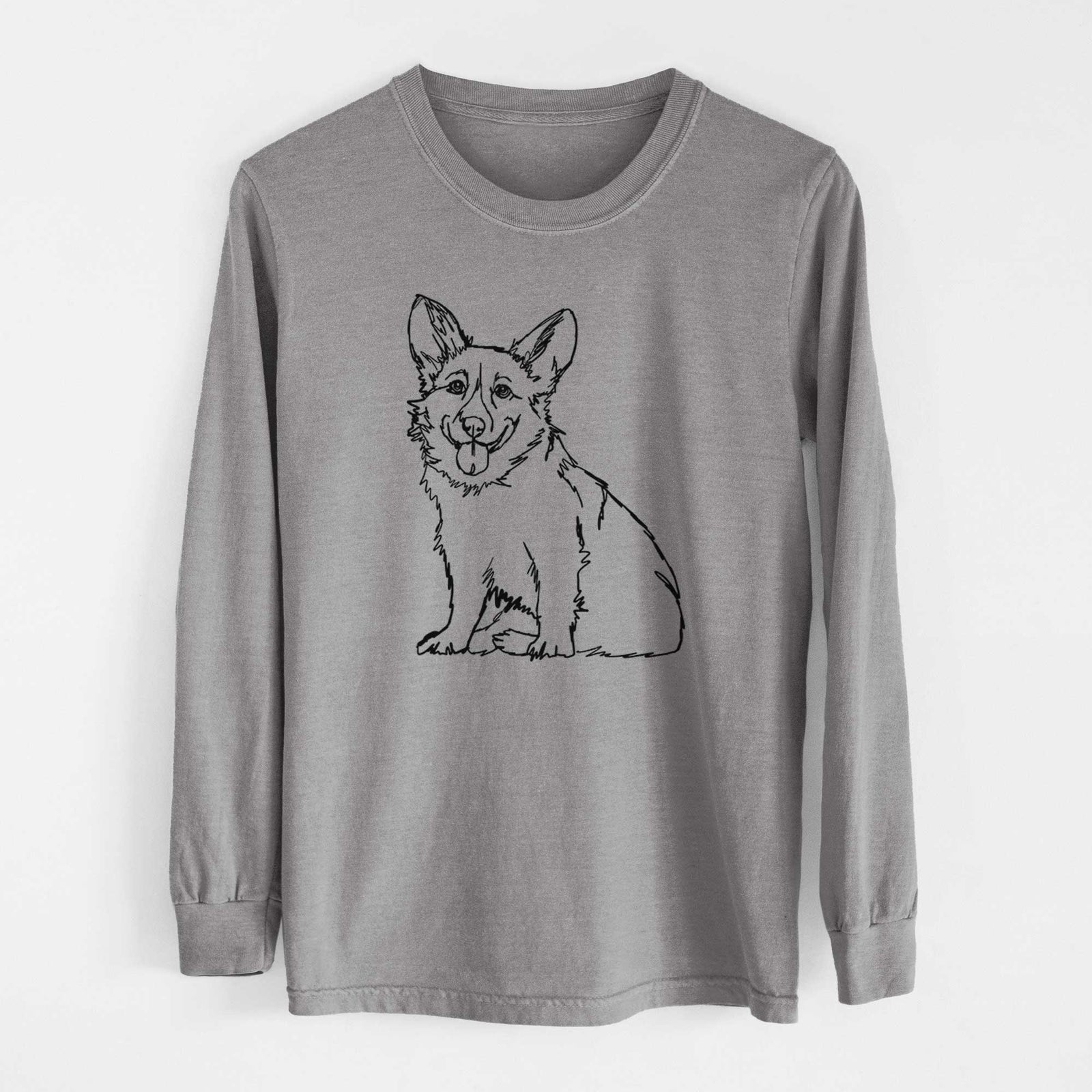 Doodled Corgi - Heavyweight 100% Cotton Long Sleeve