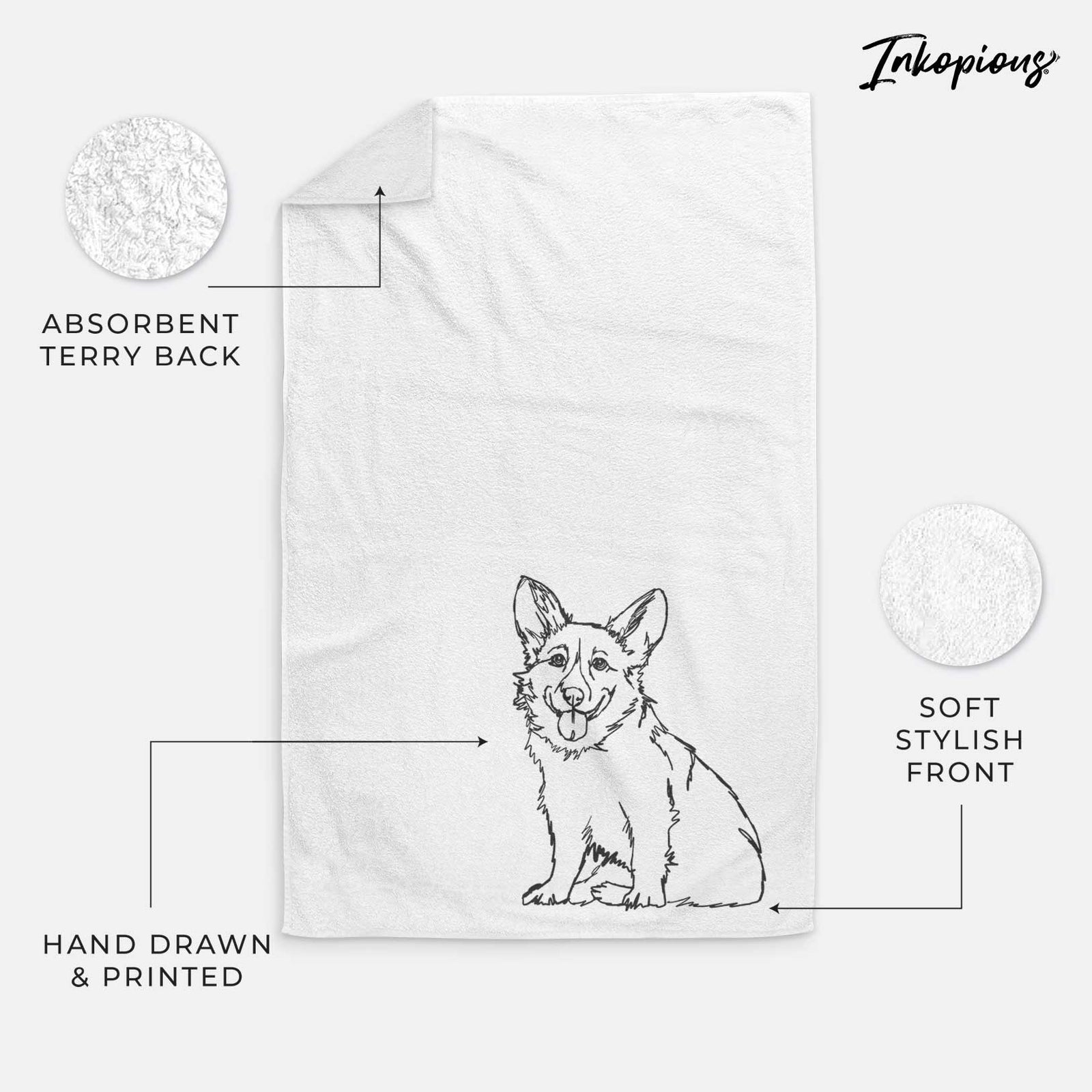 Doodled Corgi Decorative Hand Towel