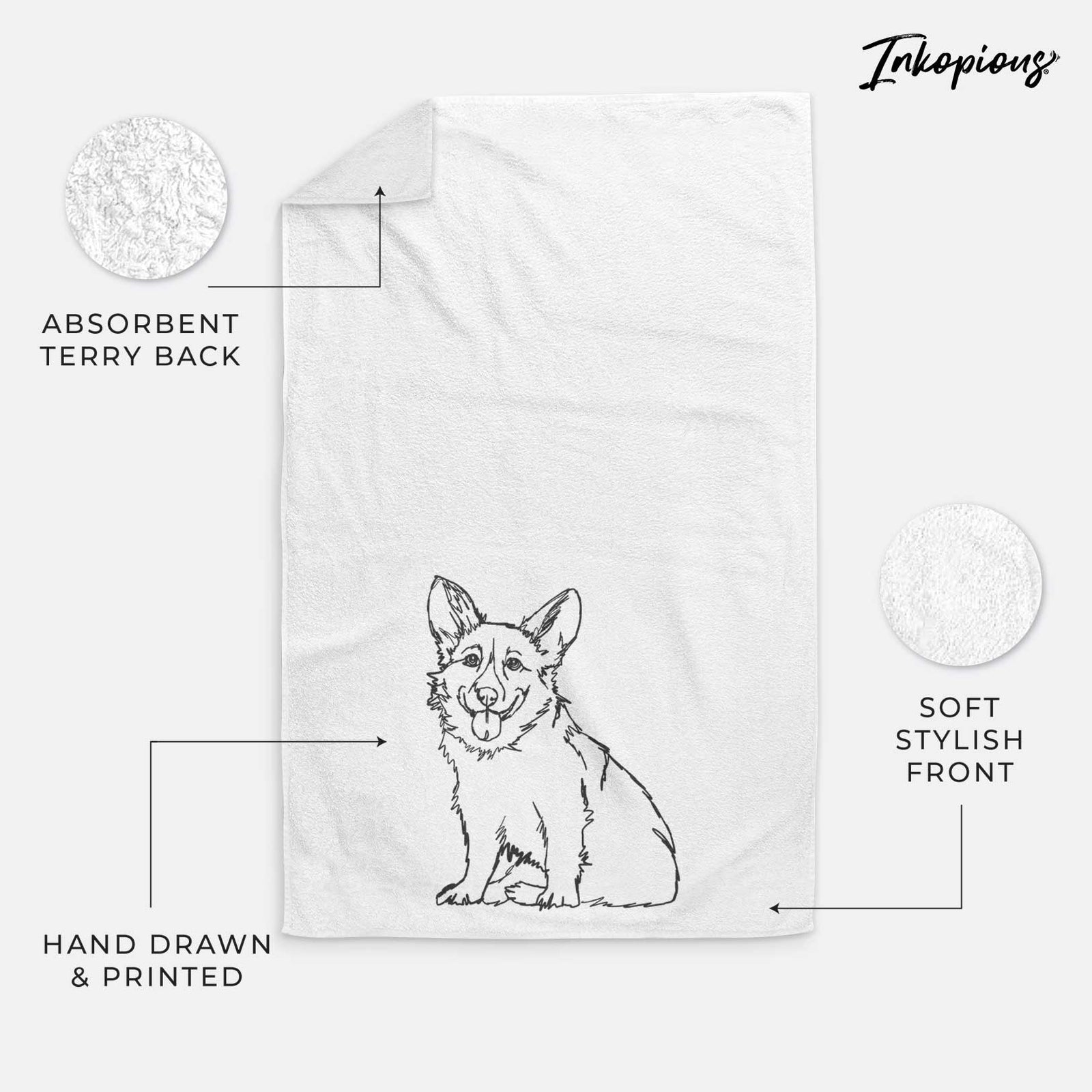 Doodled Corgi Decorative Hand Towel