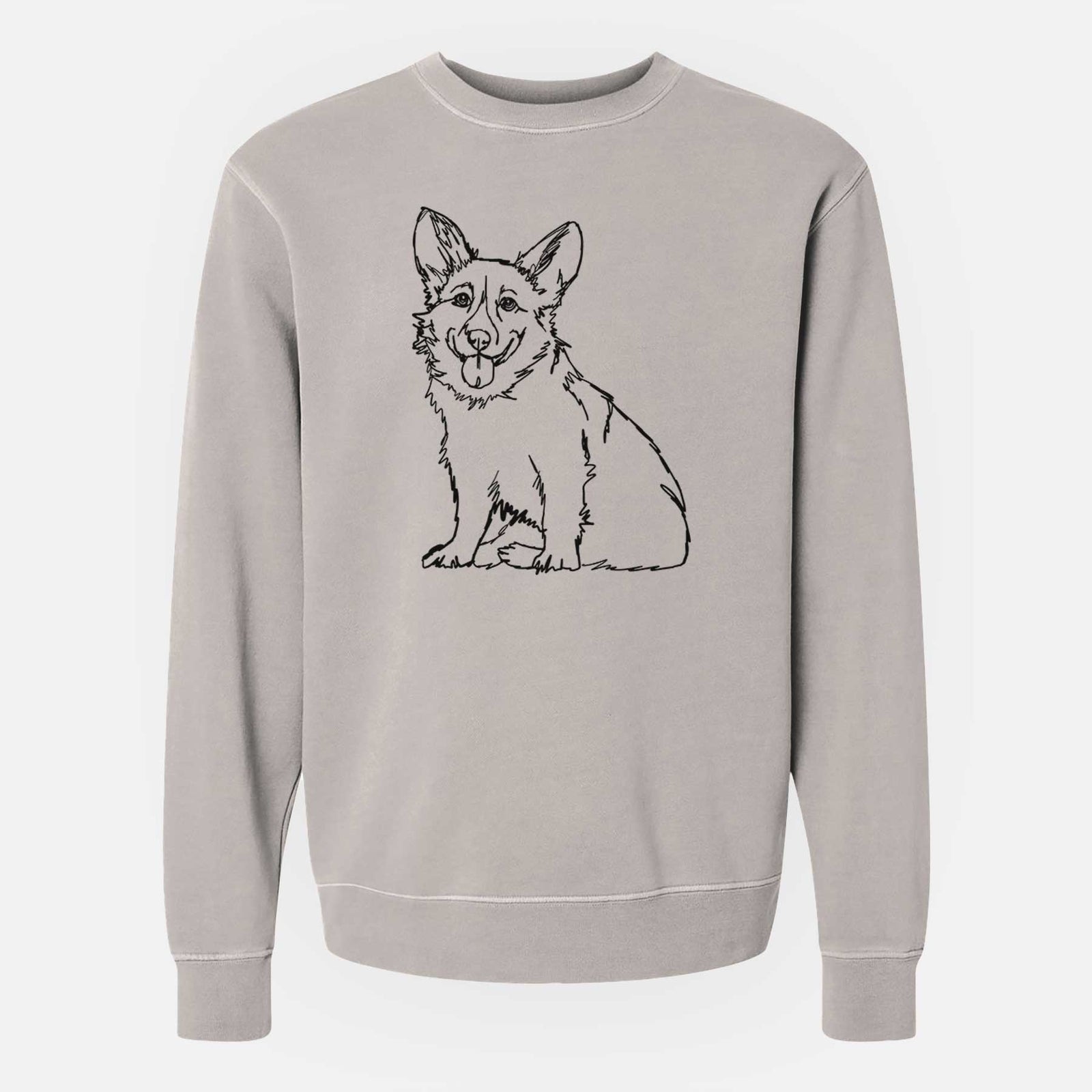 Doodled Corgi the - Unisex Pigment Dyed Crew Sweatshirt