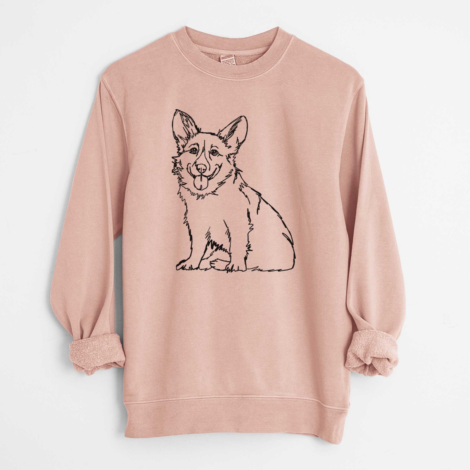 Doodled Corgi the - Unisex Pigment Dyed Crew Sweatshirt