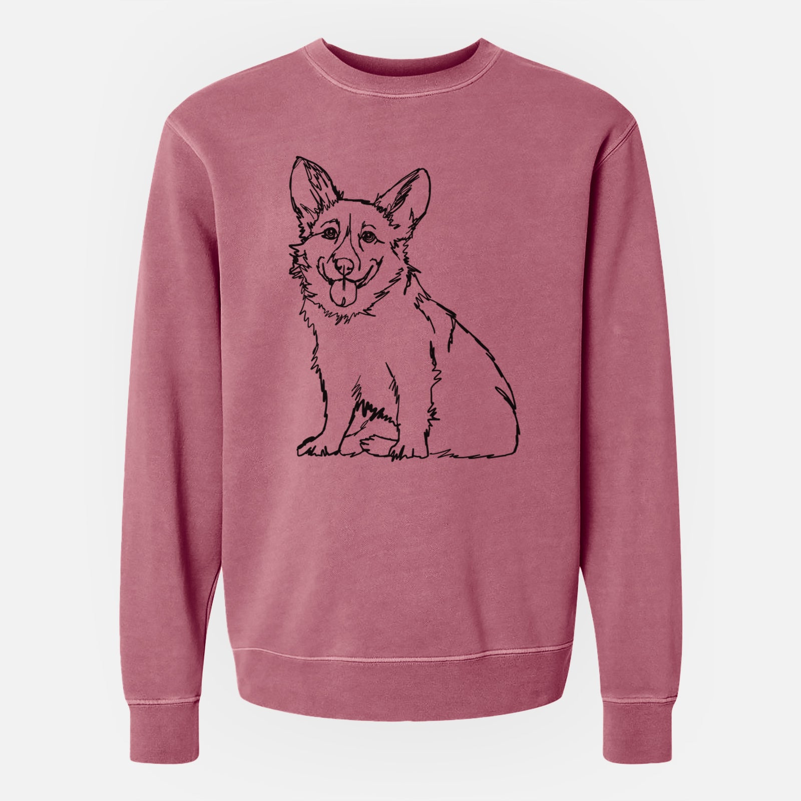 Doodled Corgi the - Unisex Pigment Dyed Crew Sweatshirt