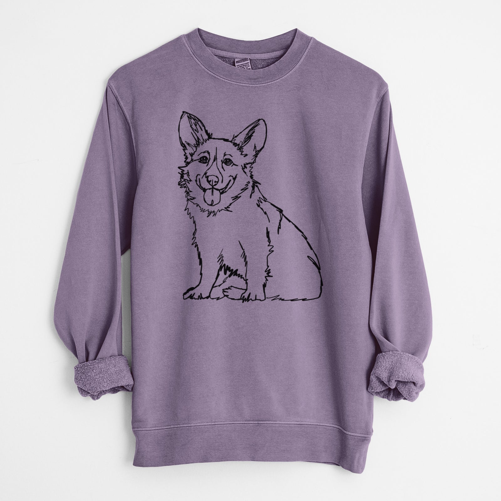 Doodled Corgi the - Unisex Pigment Dyed Crew Sweatshirt