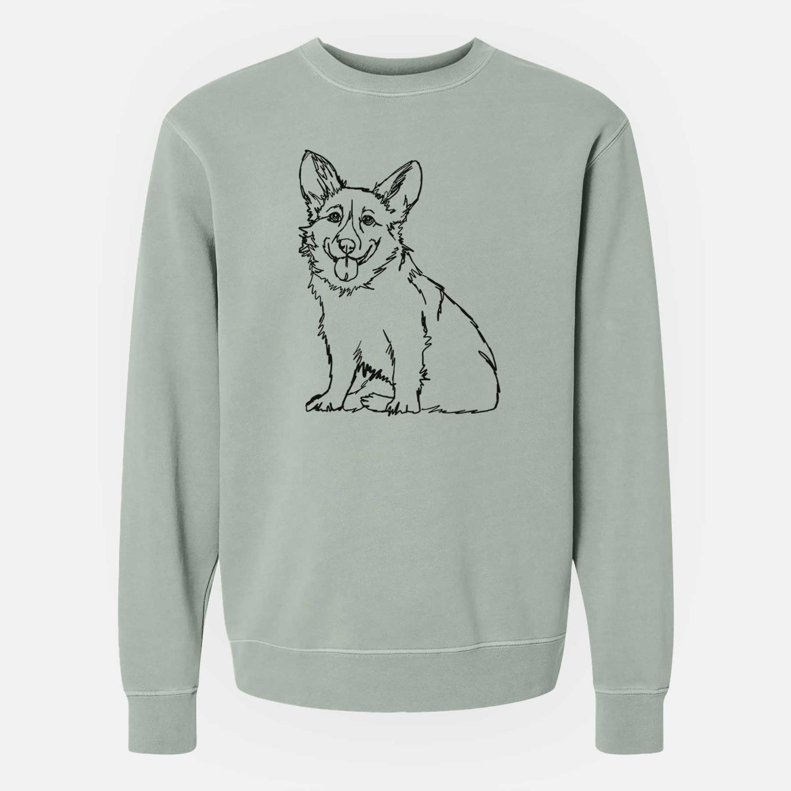 Doodled Corgi the - Unisex Pigment Dyed Crew Sweatshirt