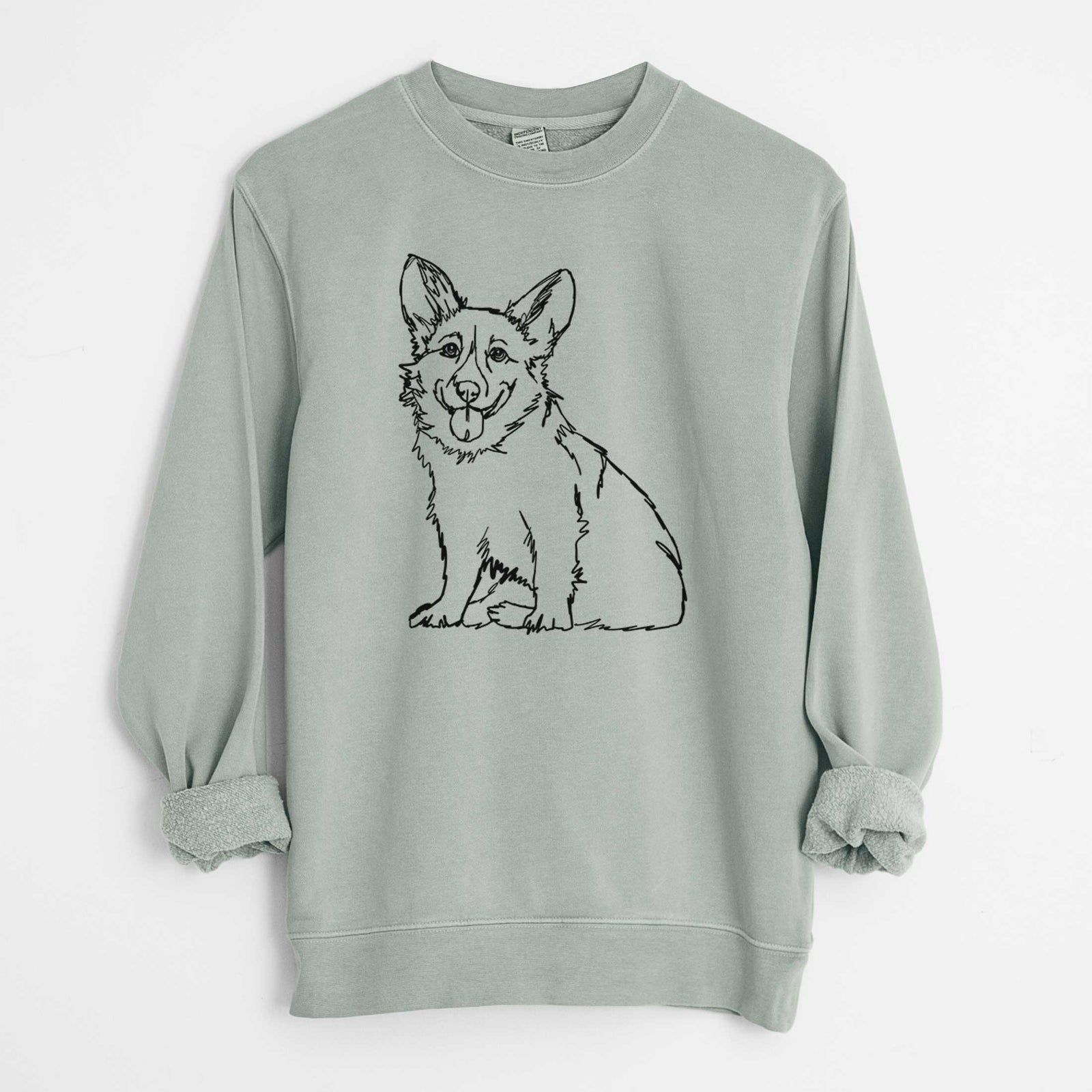 Doodled Corgi the - Unisex Pigment Dyed Crew Sweatshirt
