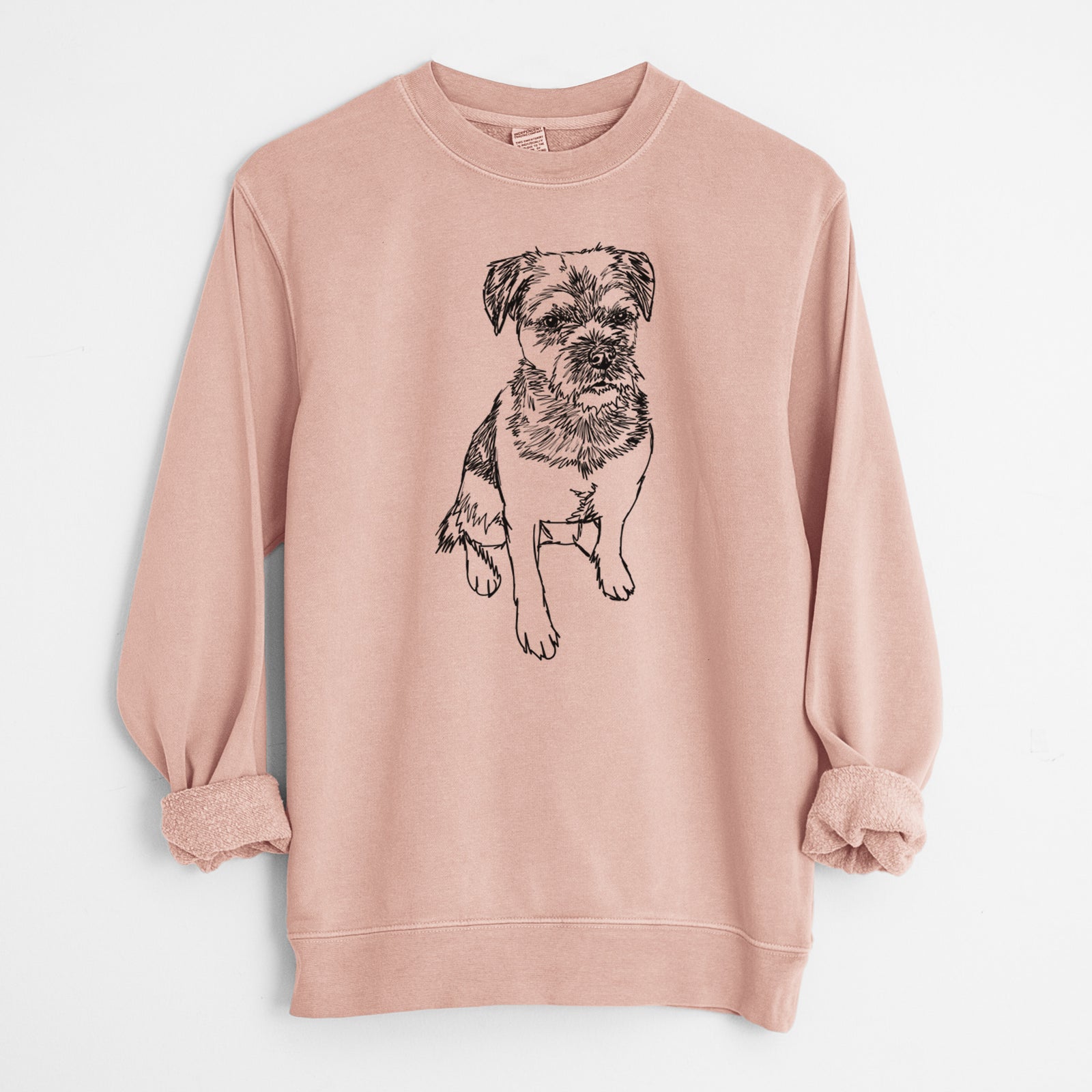 Doodled Cosmo the Border Terrier - Unisex Pigment Dyed Crew Sweatshirt