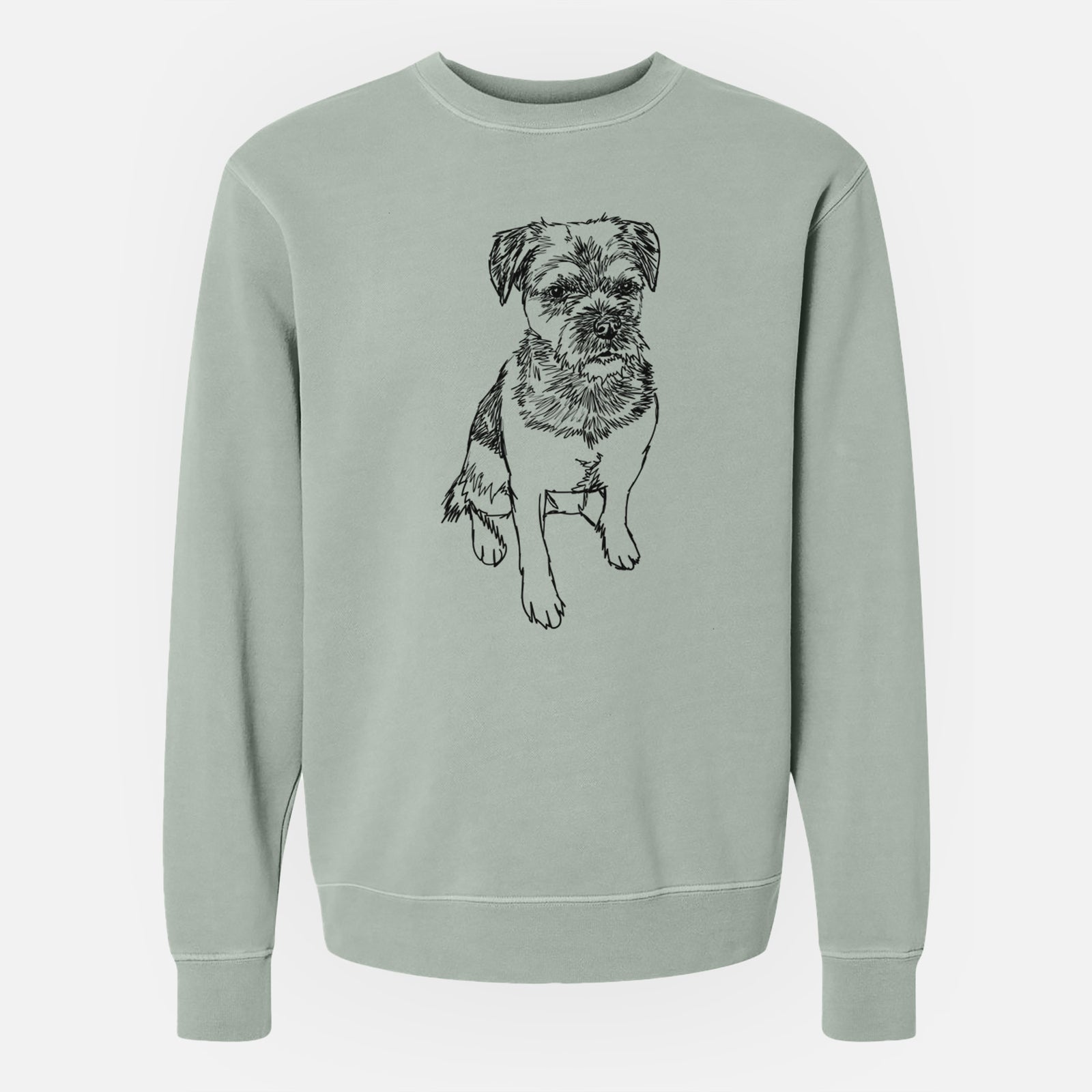 Doodled Cosmo the Border Terrier - Unisex Pigment Dyed Crew Sweatshirt