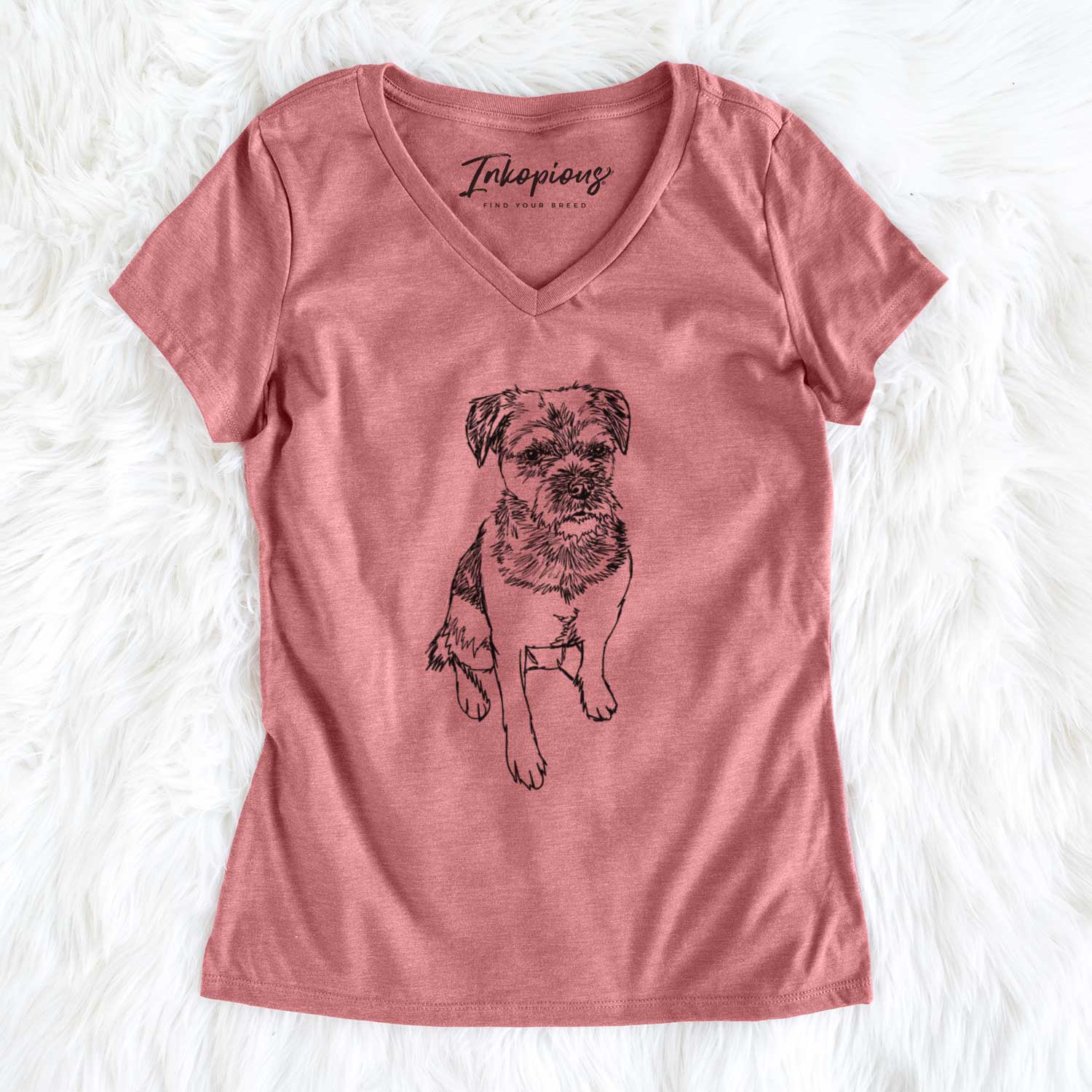 Doodled Cosmo the Border Terrier - Women's V-neck Shirt