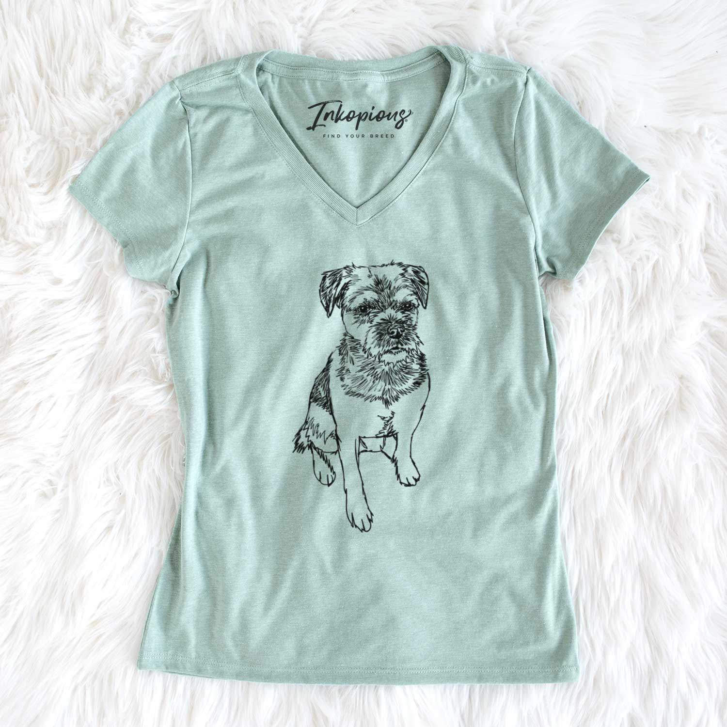Doodled Cosmo the Border Terrier - Women's V-neck Shirt