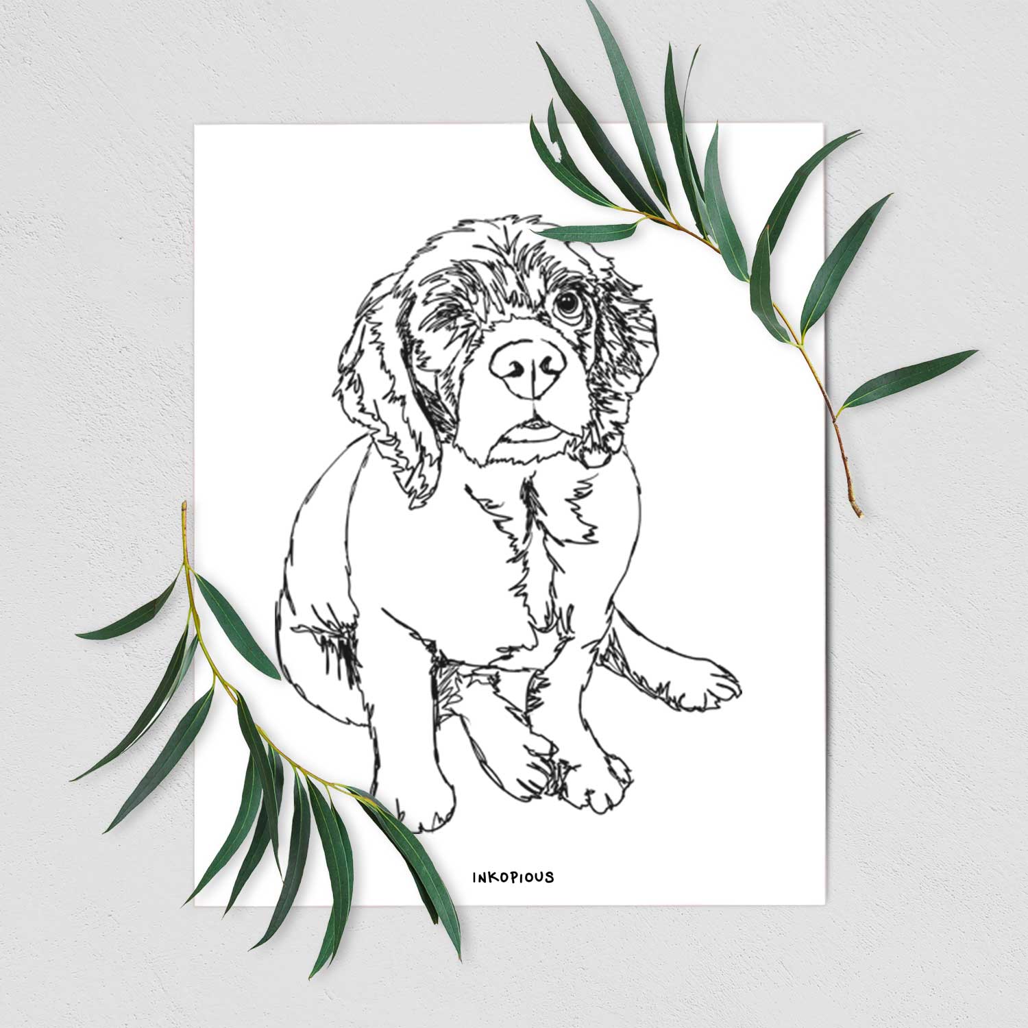 Doodled Crazy Raisin the Cocker Spaniel Art Print