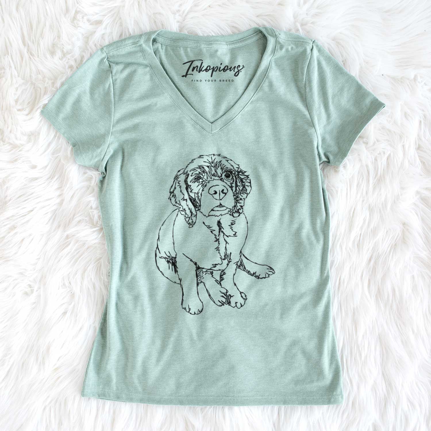 Doodled Crazy Raisin the Cocker Spaniel - Women's V-neck Shirt