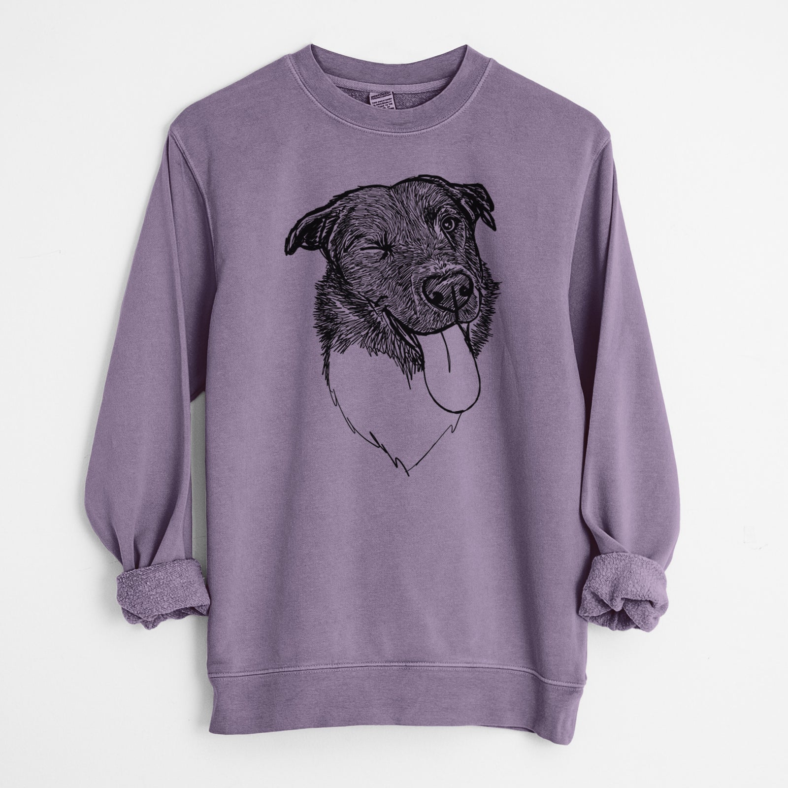 Doodled Cy the Boder Collie - Unisex Pigment Dyed Crew Sweatshirt