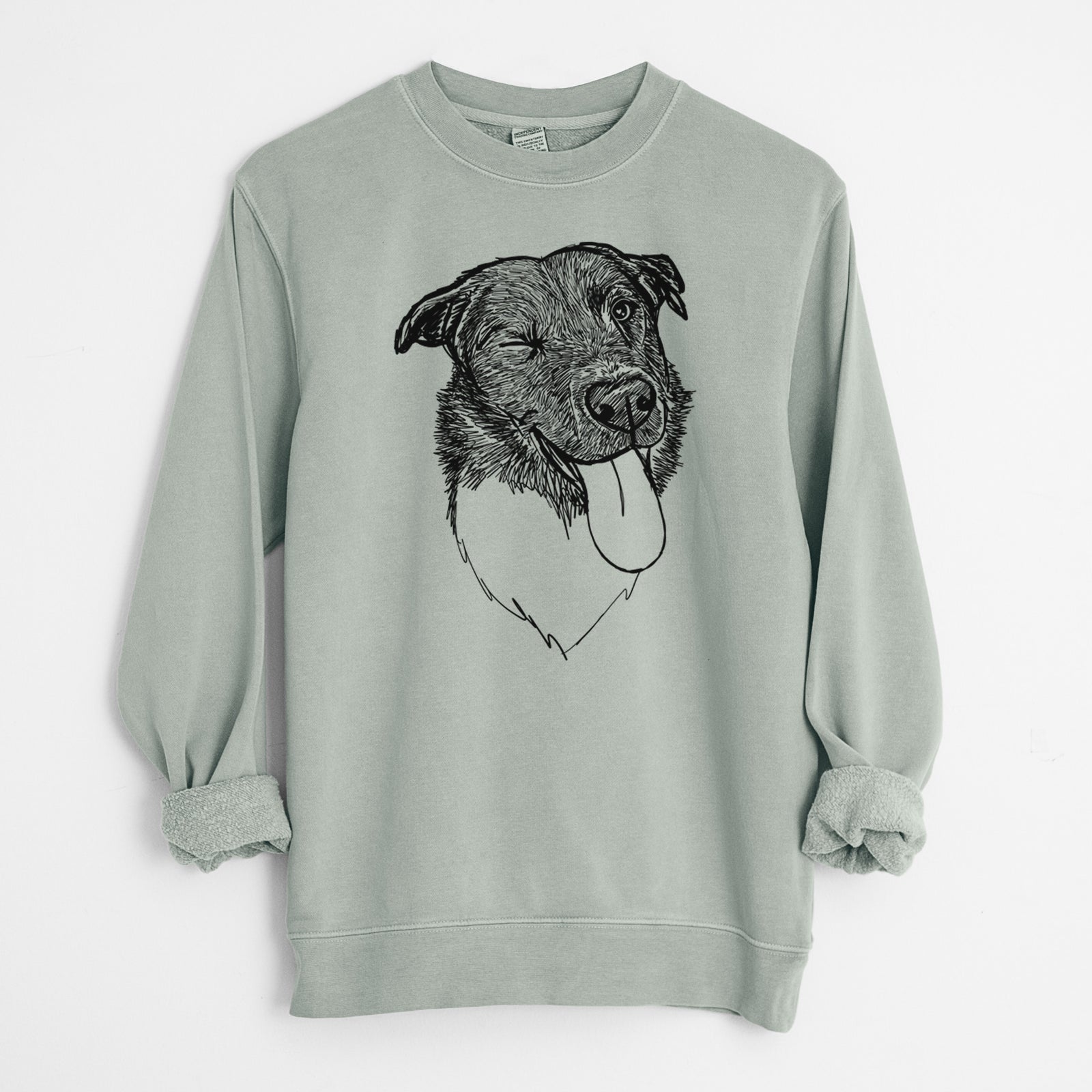 Doodled Cy the Boder Collie - Unisex Pigment Dyed Crew Sweatshirt