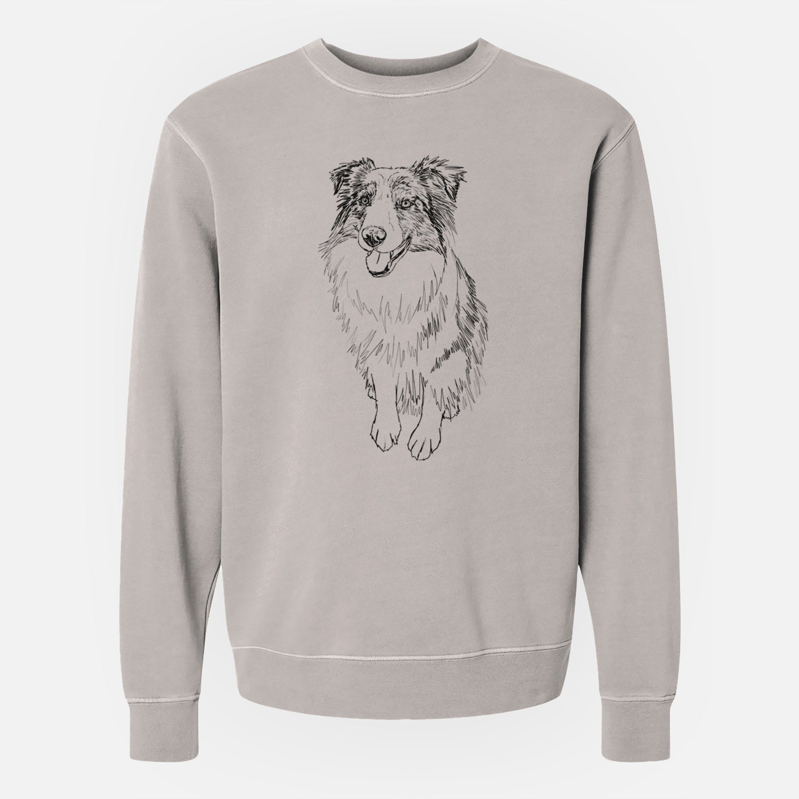 Doodled Daisy the Australian Shepherd - Unisex Pigment Dyed Crew Sweatshirt