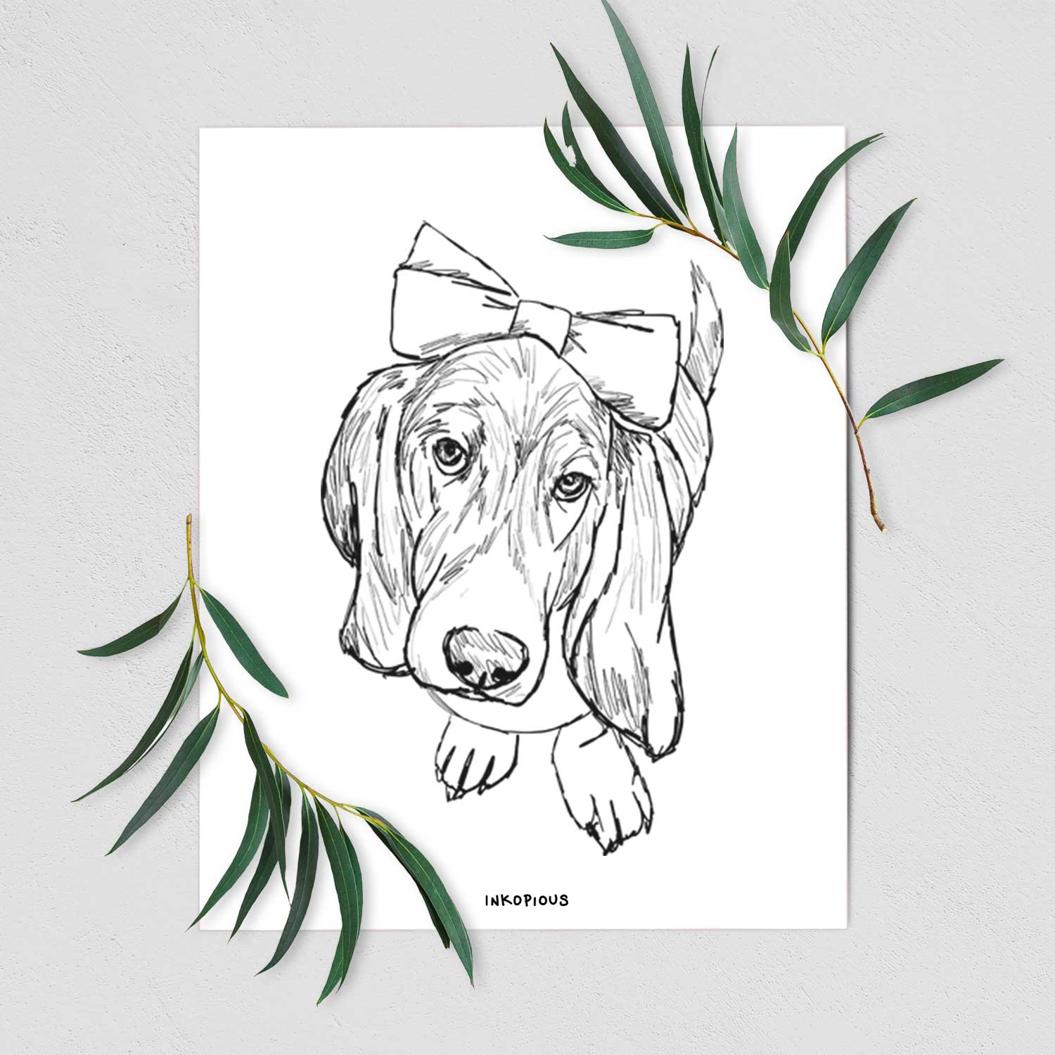 Doodled Daisy the Basset Hound Art Print