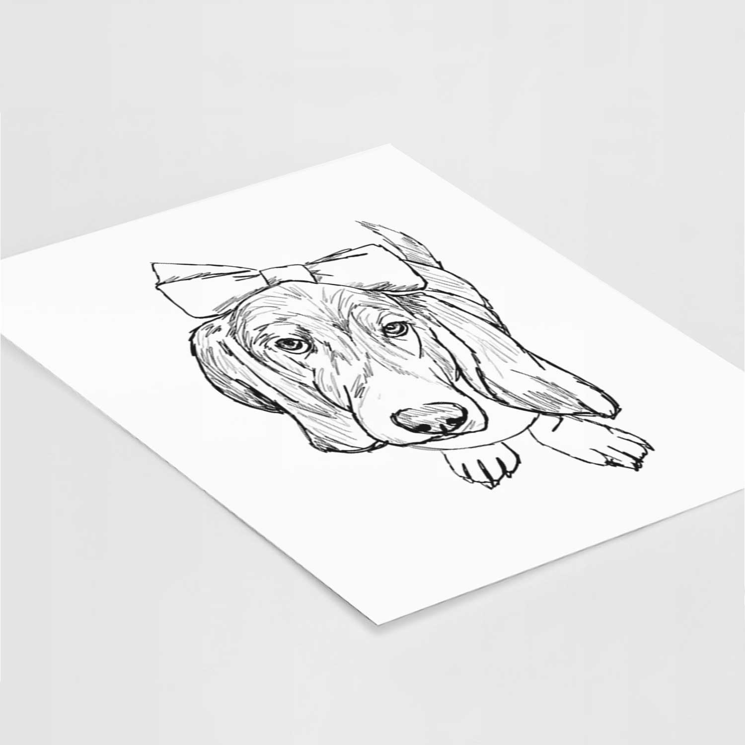 Doodled Daisy the Basset Hound Art Print