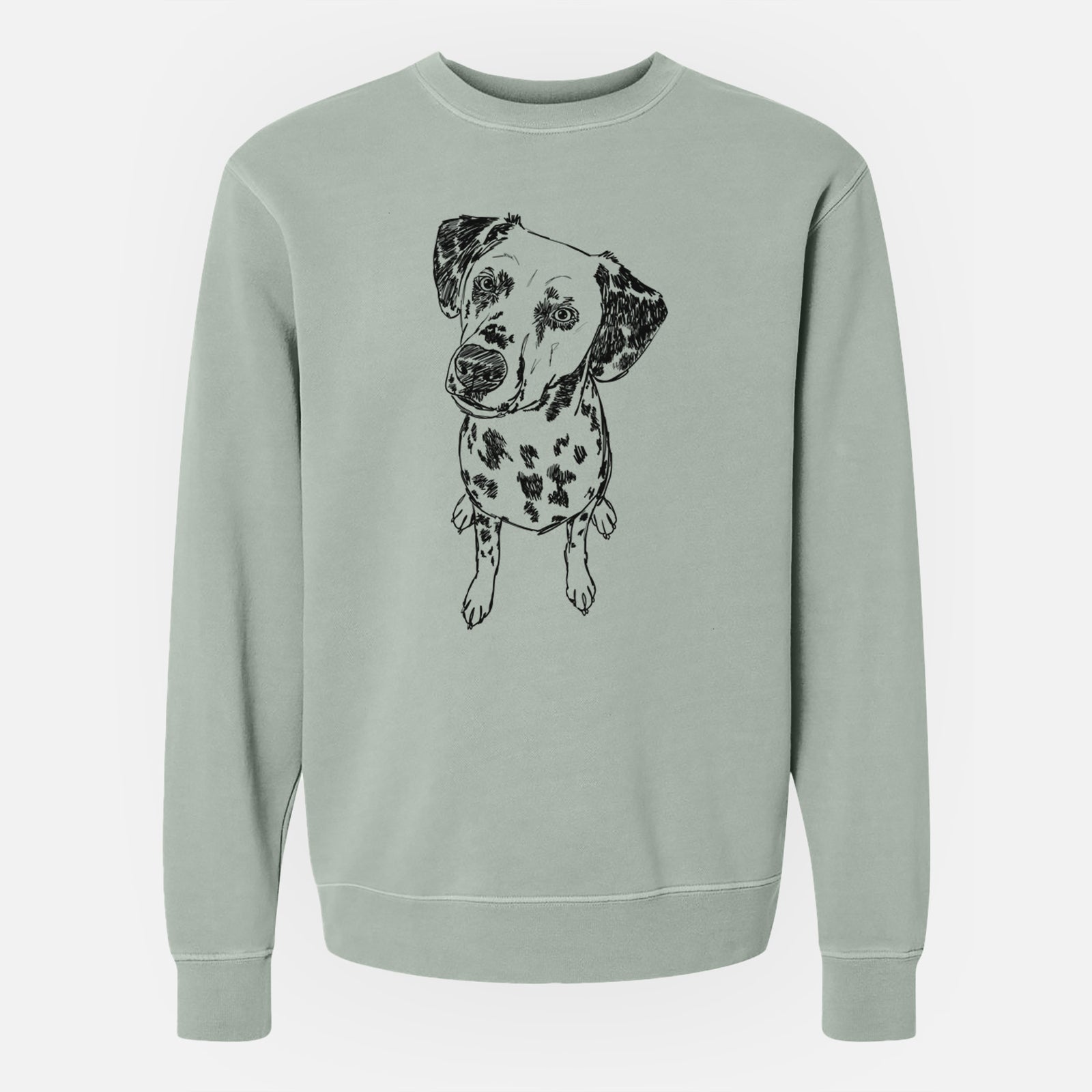 Doodled Daisy Mae the Dalmatian - Unisex Pigment Dyed Crew Sweatshirt