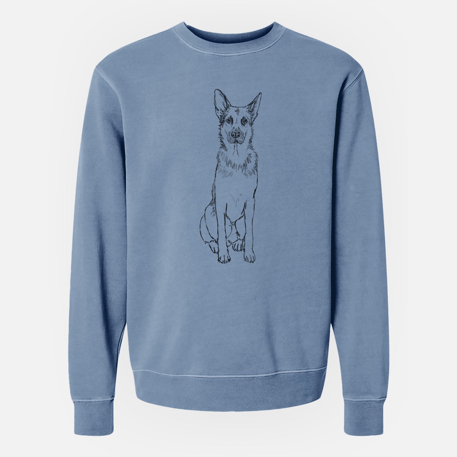 Doodled Delta the German Shepherd - Unisex Pigment Dyed Crew Sweatshirt