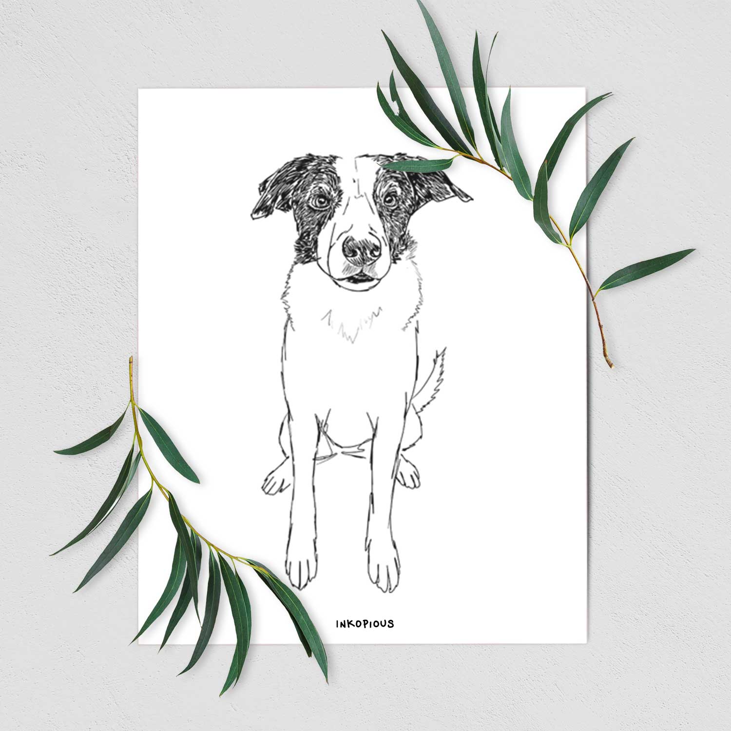 Doodled Dewey the Mixed Breed Art Print