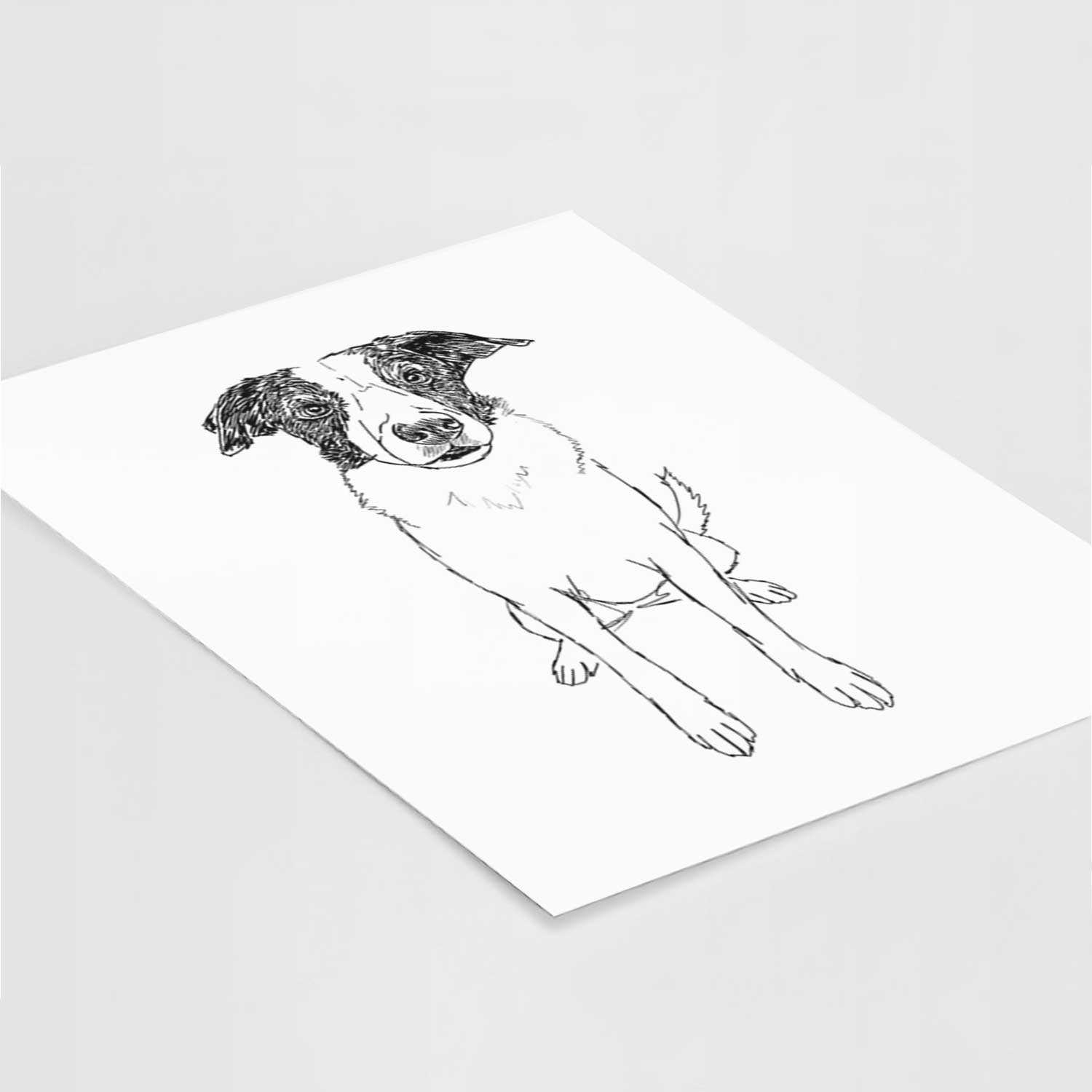 Doodled Dewey the Mixed Breed Art Print