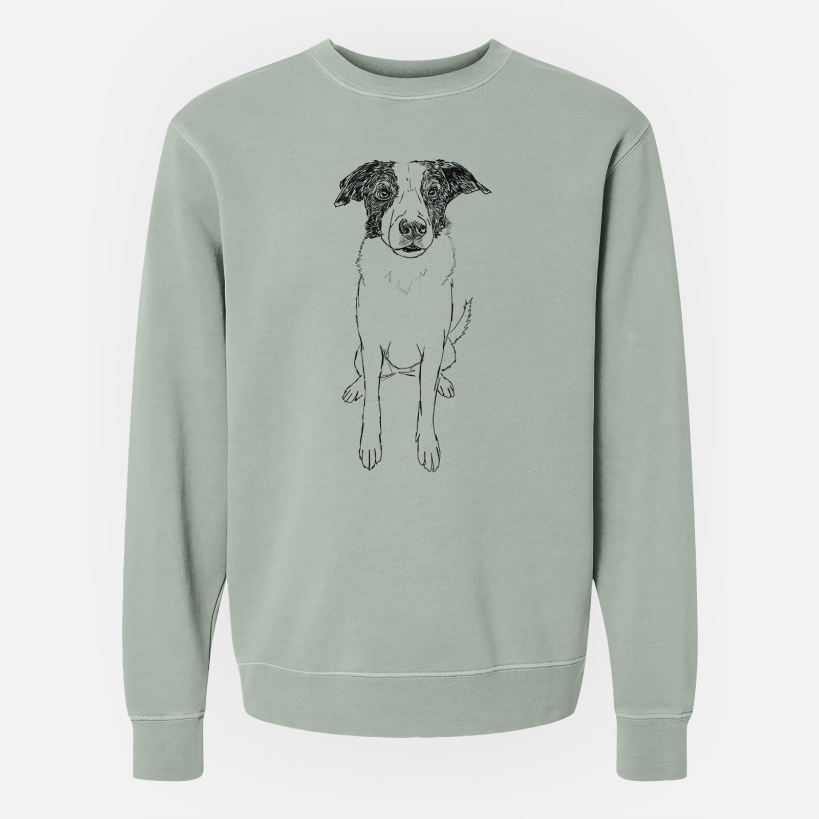 Doodled Dewey the Mixed Breed - Unisex Pigment Dyed Crew Sweatshirt