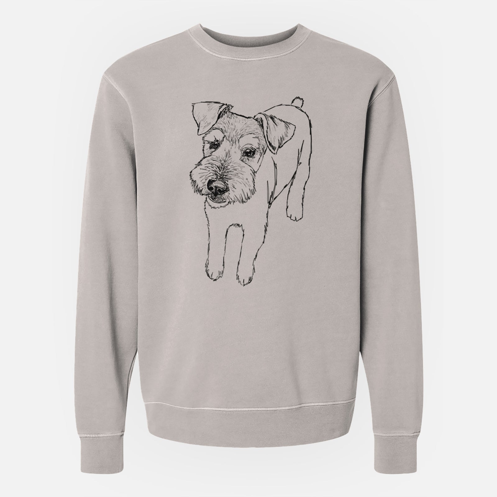 Doodled Dexter the Mini Schanuzer Wire Terrier Mix - Unisex Pigment Dyed Crew Sweatshirt