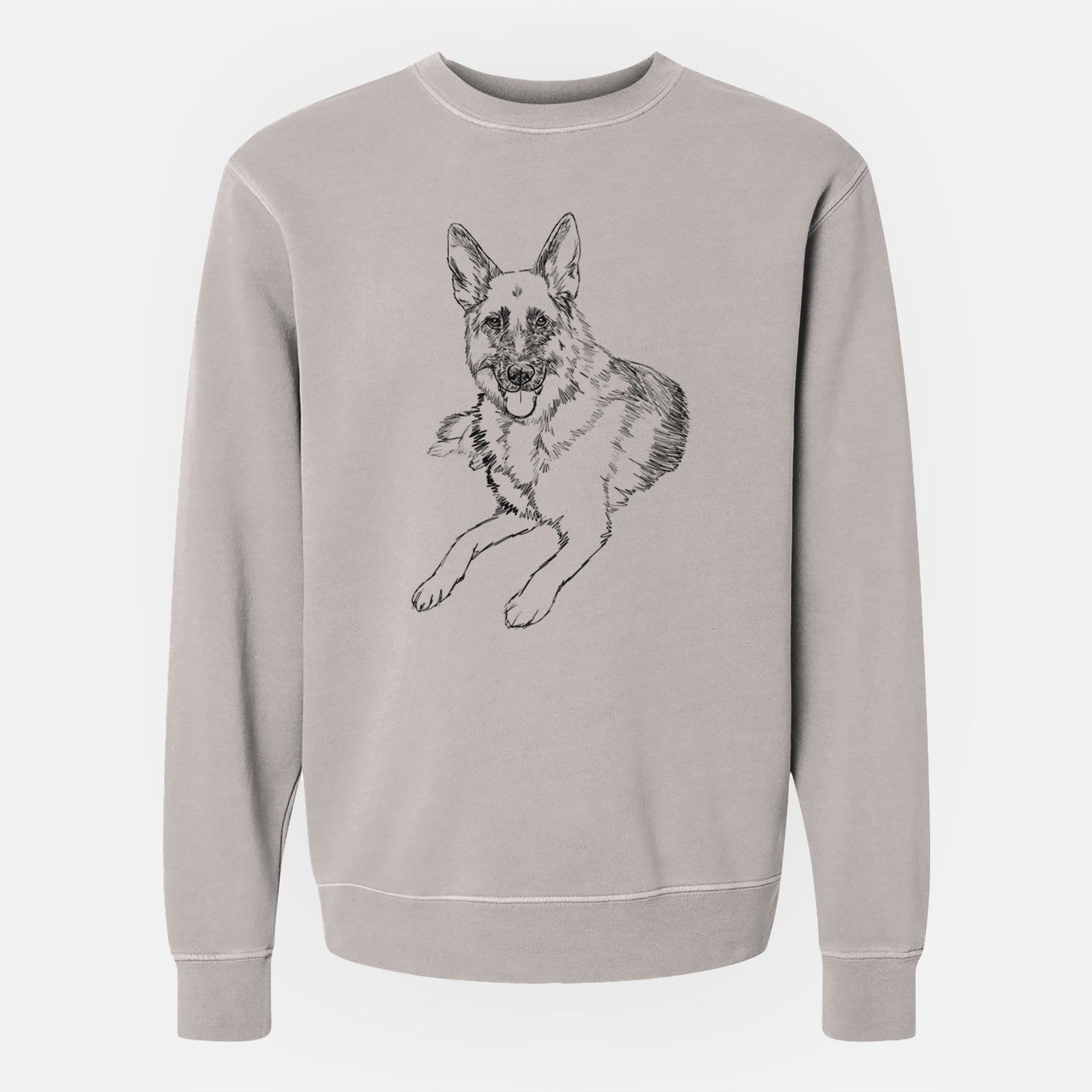 Doodled Dixie the German Shepherd - Unisex Pigment Dyed Crew Sweatshirt