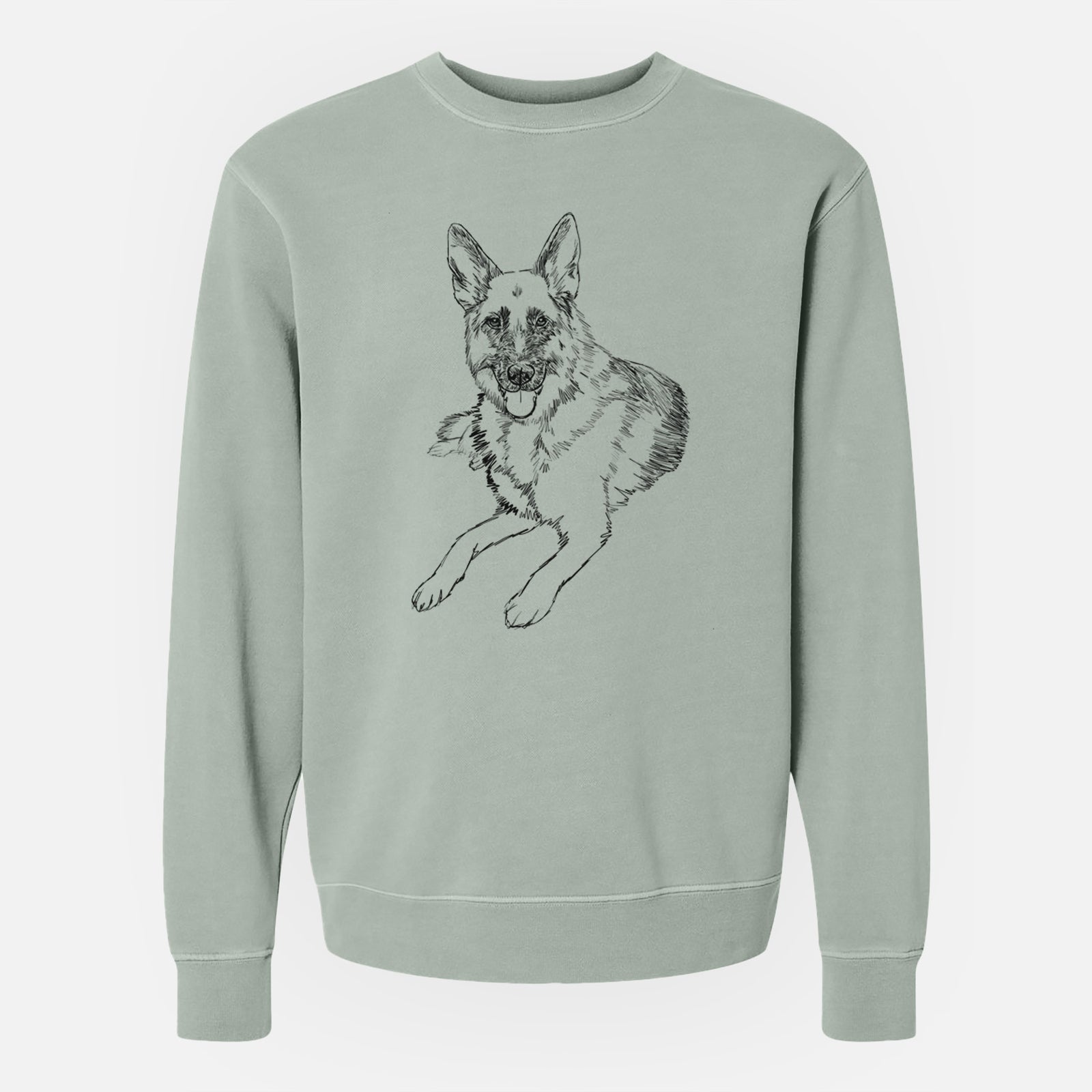 Doodled Dixie the German Shepherd - Unisex Pigment Dyed Crew Sweatshirt