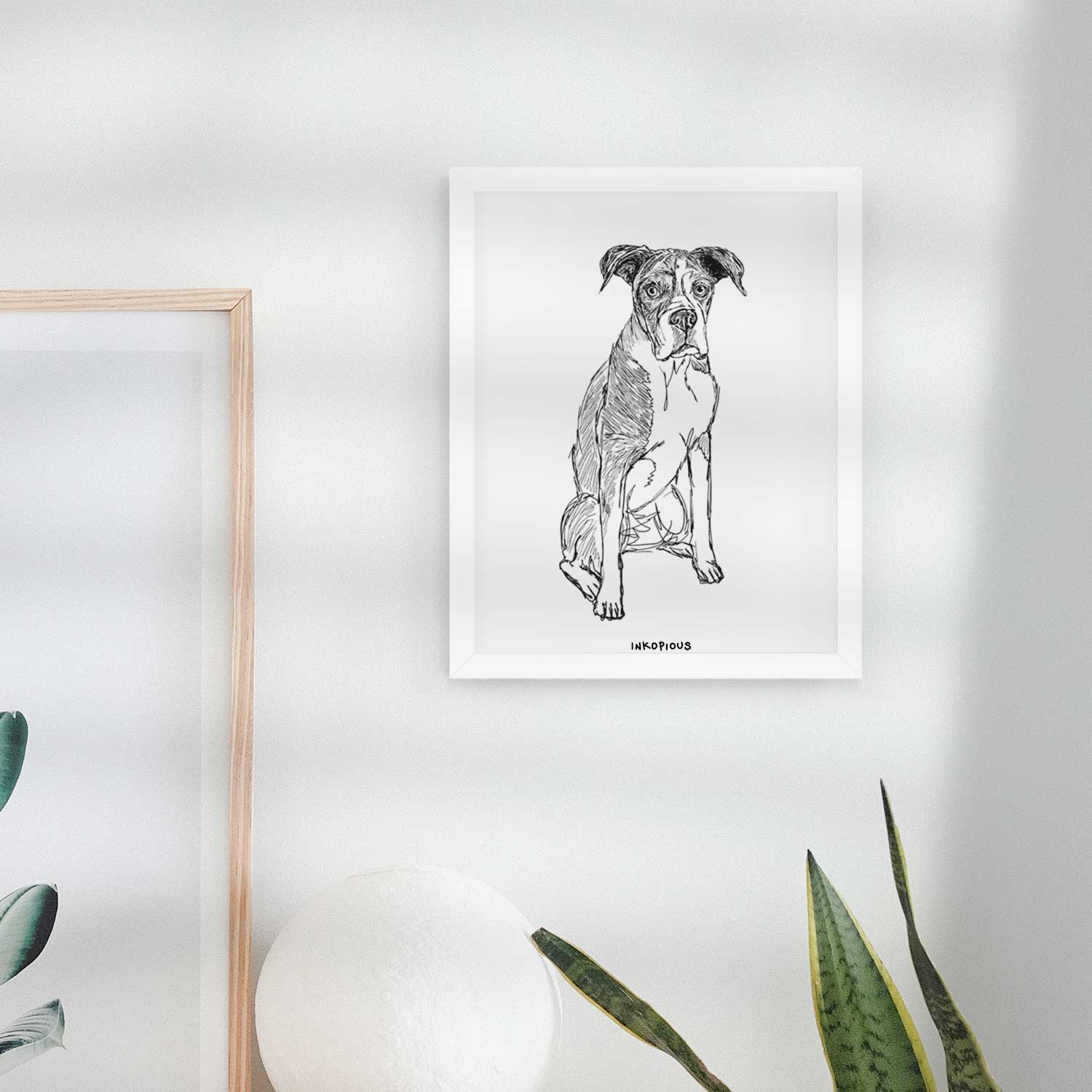 Doodled Dizzy the Boxer Art Print